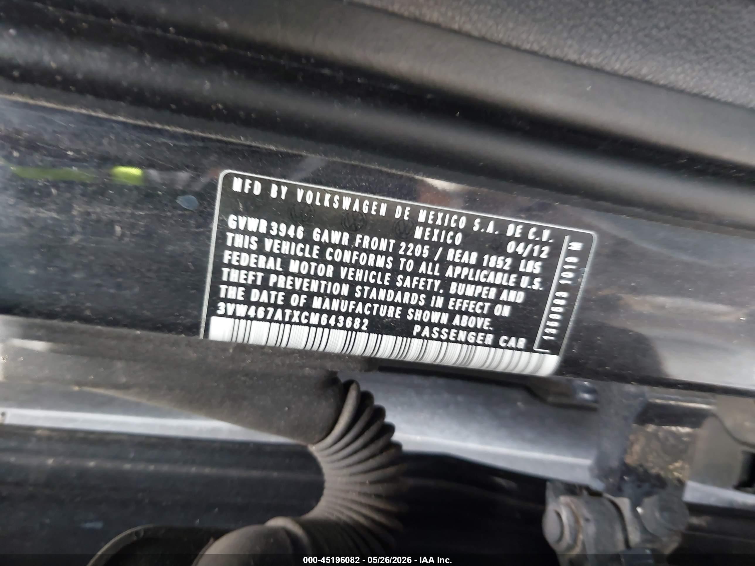 2012 Volkswagen Beetle 2.0t Turbo Черный vin: 3VW467ATXCM643682