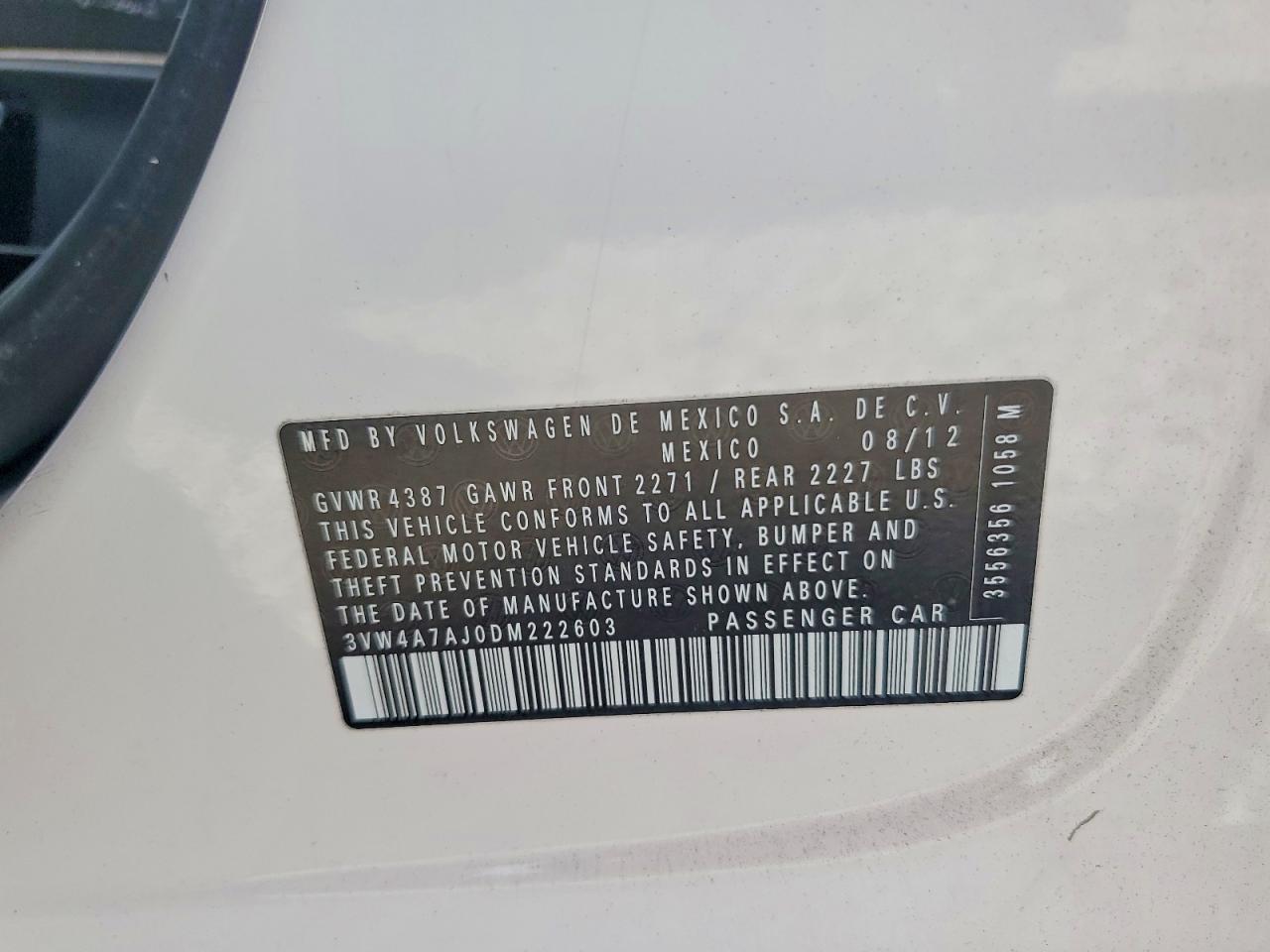 2013 Volkswagen Jetta Gli White vin: 3VW4A7AJ0DM222603