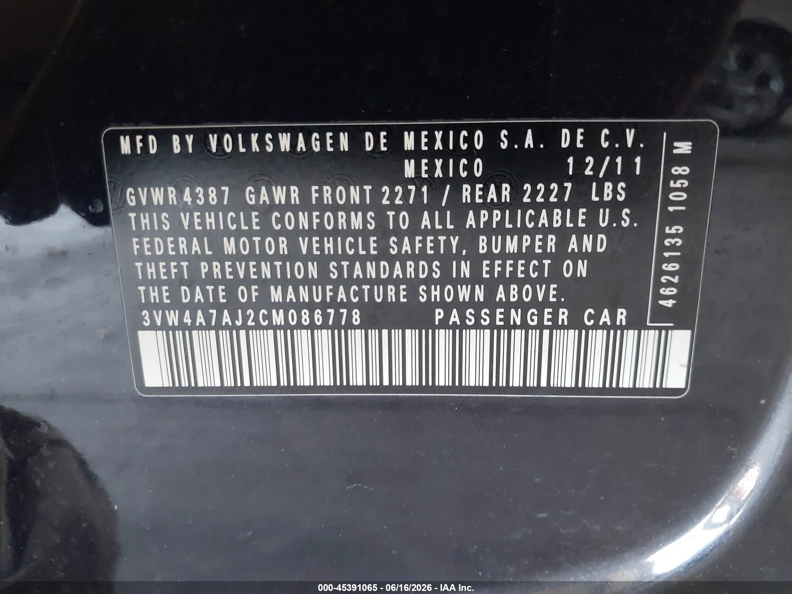 2012 Volkswagen Jetta Gli Autobahn W/nav Black vin: 3VW4A7AJ2CM086778