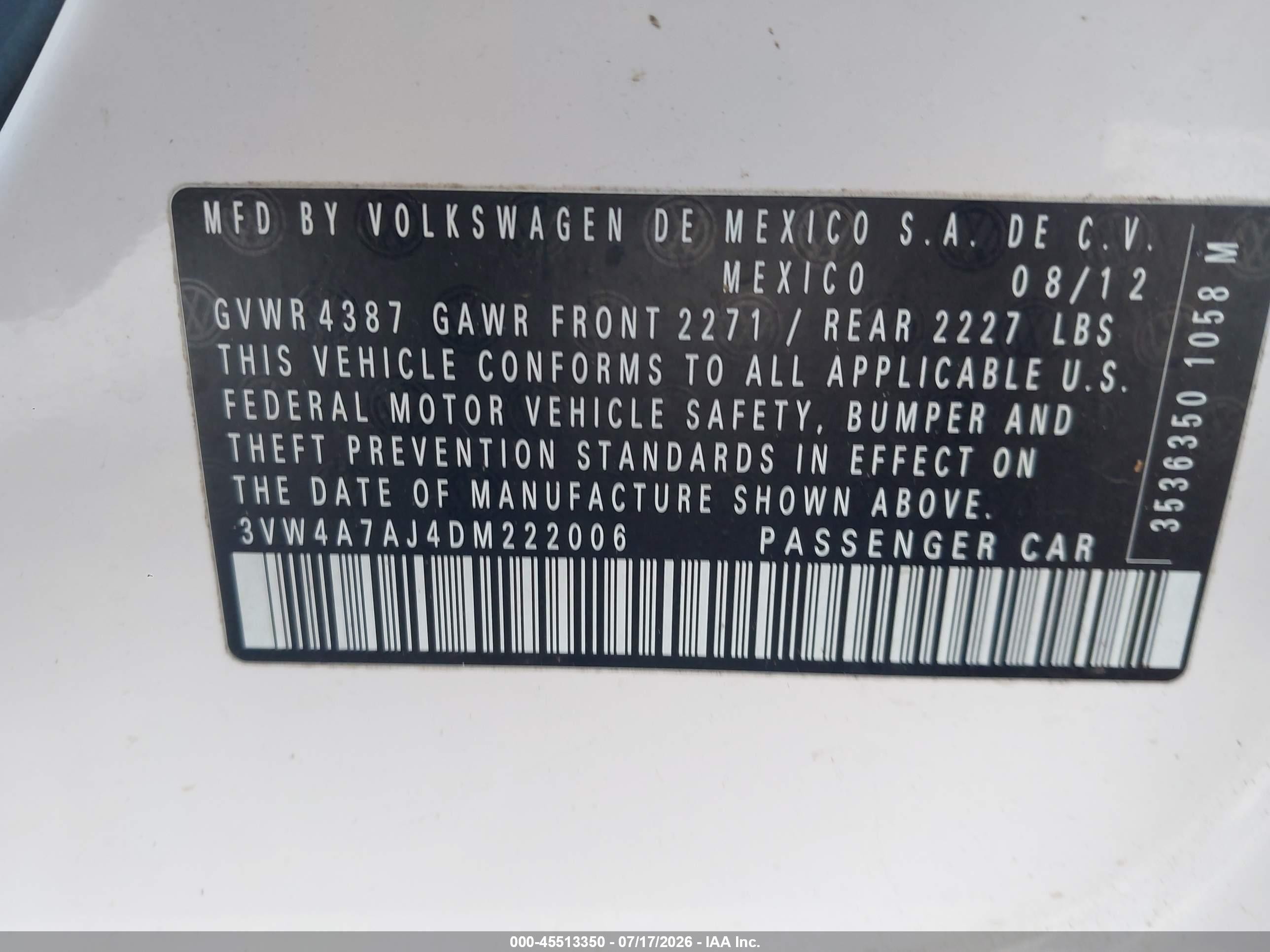 2013 Volkswagen Jetta Gli Autobahn W/nav White vin: 3VW4A7AJ4DM222006