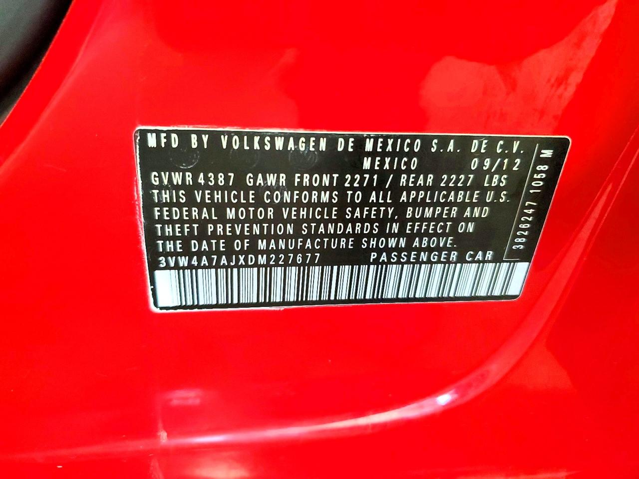 2013 Volkswagen Jetta Gli Red vin: 3VW4A7AJXDM227677