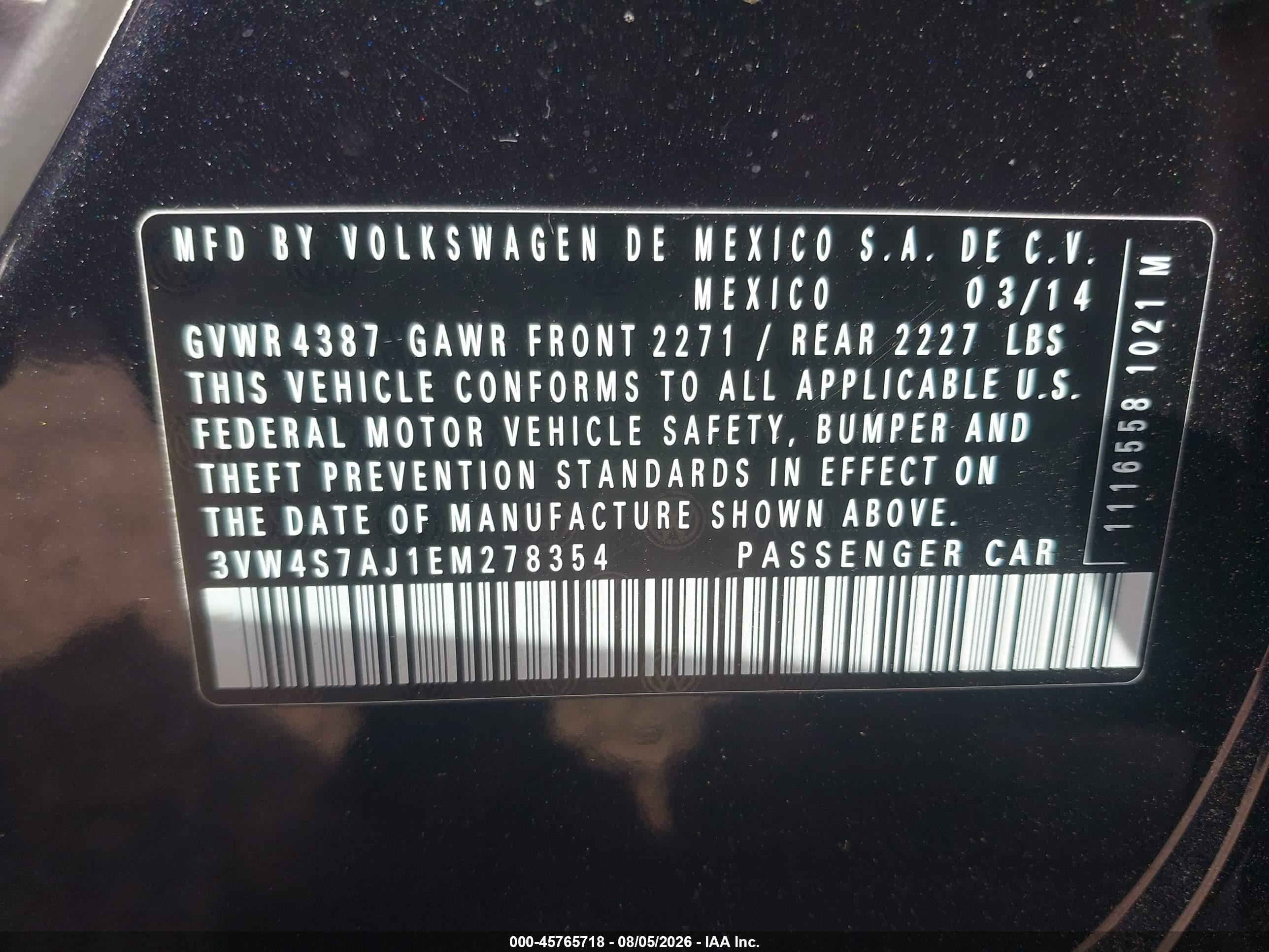 2014 Volkswagen Jetta Gli Edition 30 W/nav Черный vin: 3VW4S7AJ1EM278354