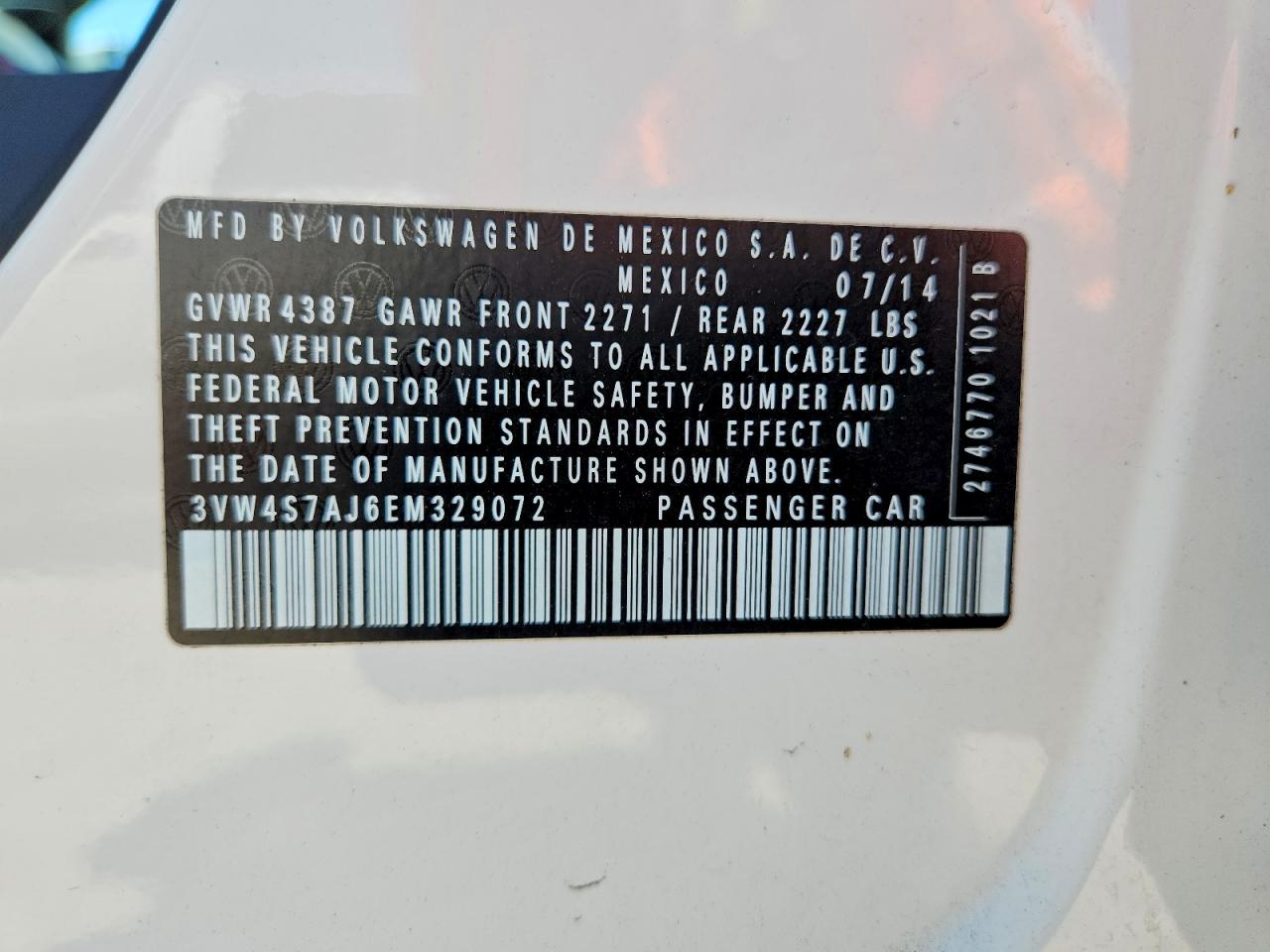 2014 Volkswagen Jetta Gli White vin: 3VW4S7AJ6EM329072