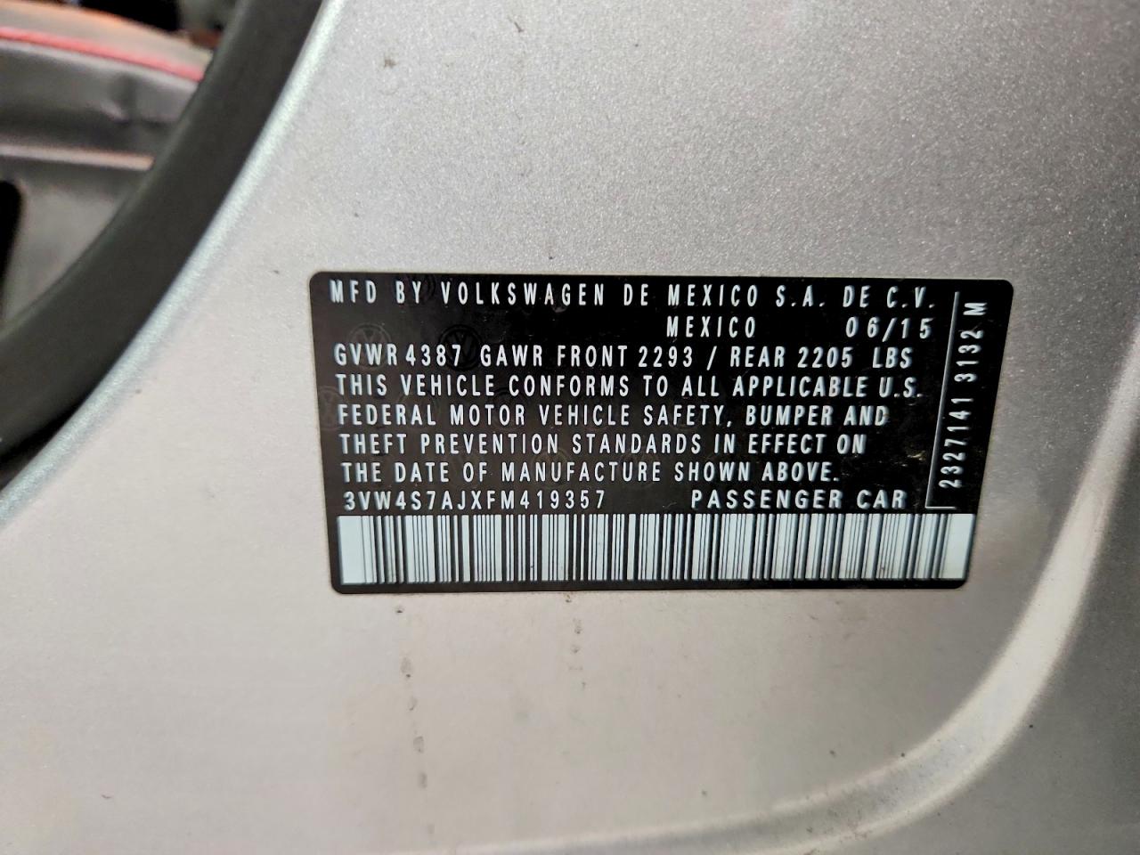 2015 Volkswagen Jetta Gli Silver vin: 3VW4S7AJXFM419357