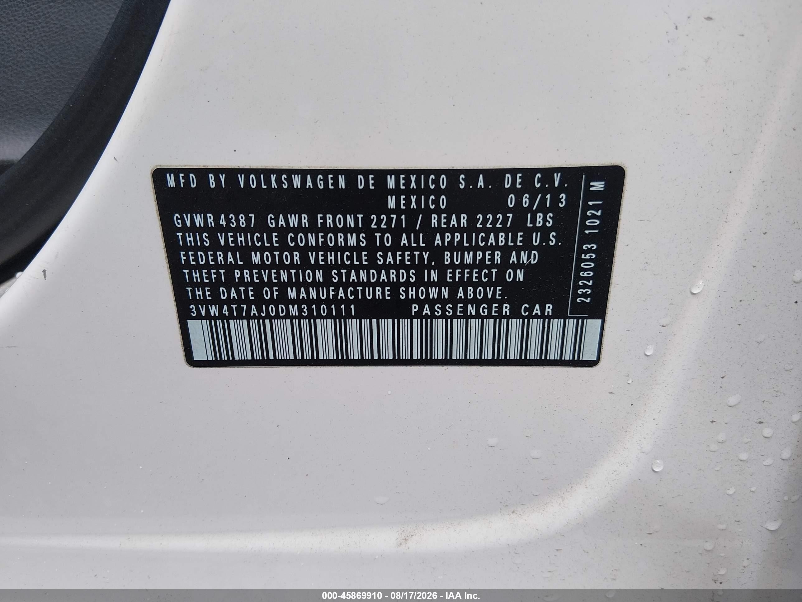 2013 Volkswagen Jetta Gli Autobahn White vin: 3VW4T7AJ0DM310111
