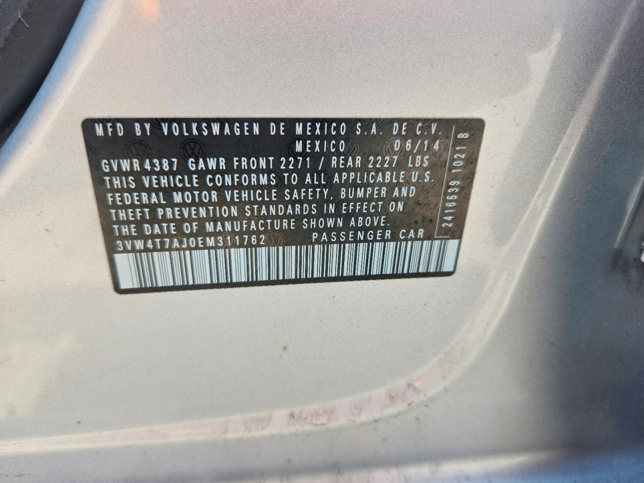 2014 Volkswagen Jetta Gli Silver vin: 3VW4T7AJ0EM311762