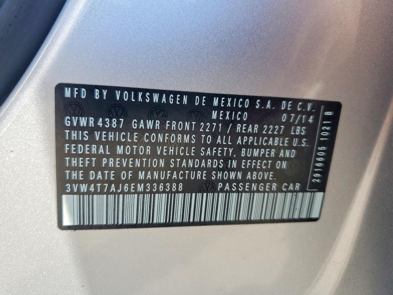 2014 Volkswagen Jetta Silver vin: 3VW4T7AJ6EM336388