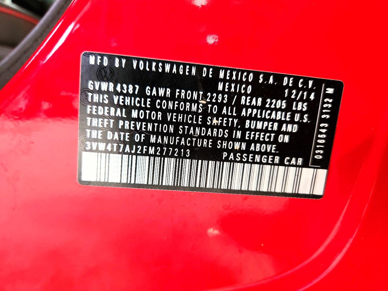 2015 Volkswagen Jetta Gli Red vin: 3VW4T7AJFM277213