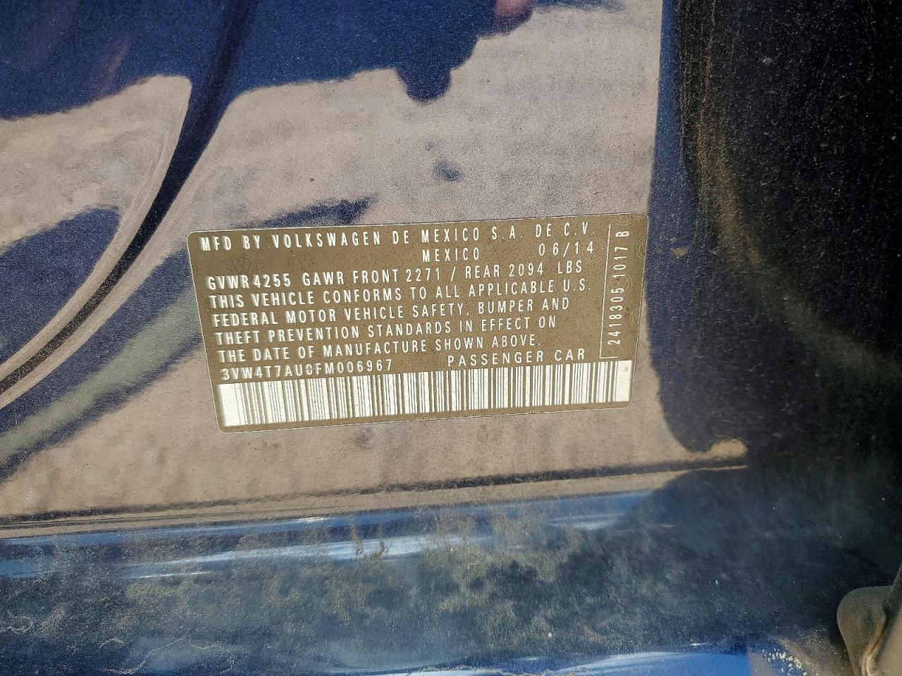 2015 Volkswagen Gti Blue vin: 3VW4T7AU0FM006967