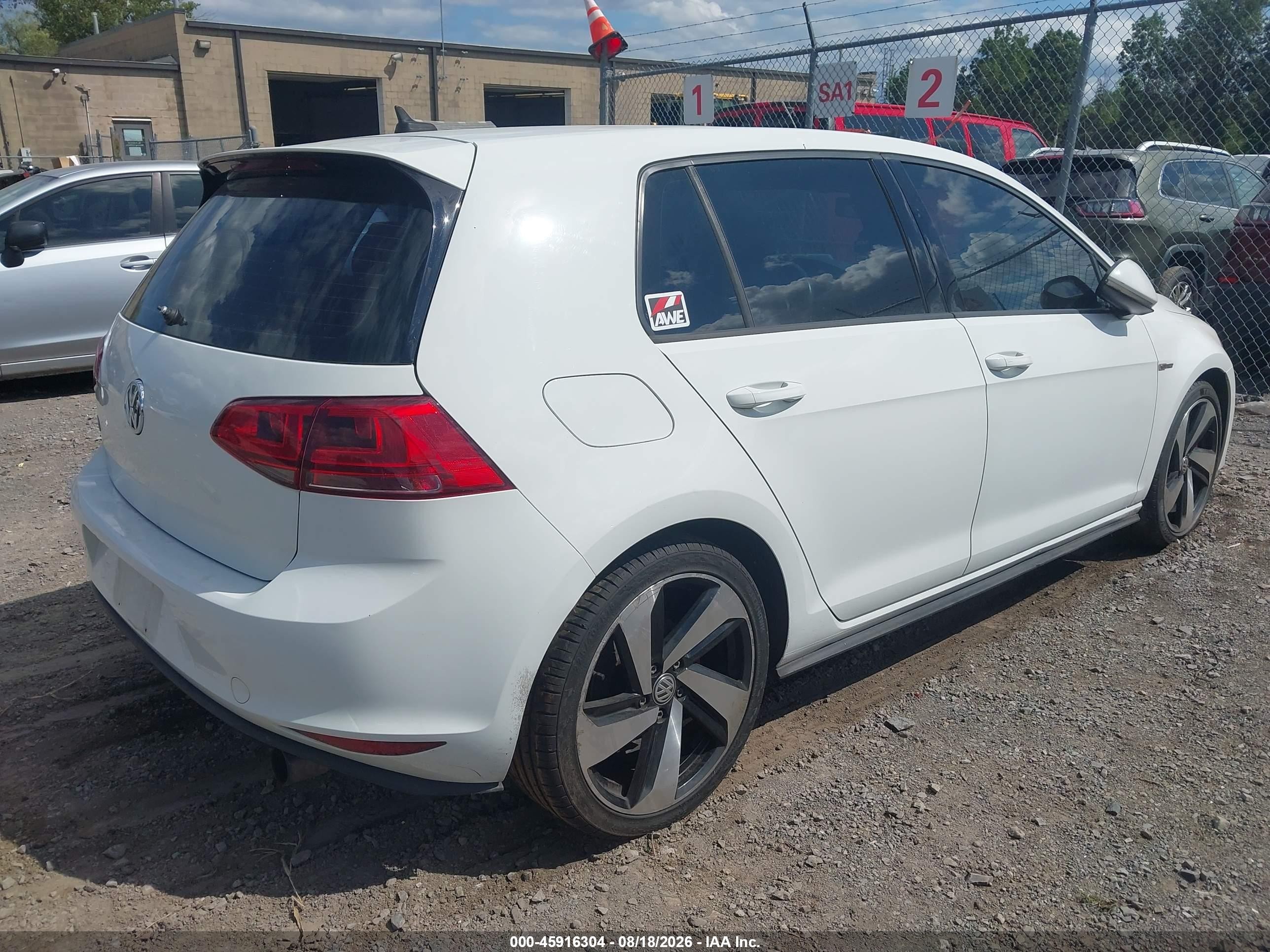 2015 Volkswagen Golf Gti 2.0t Autobahn 4-door White vin: 3VW4T7AU7FM002575