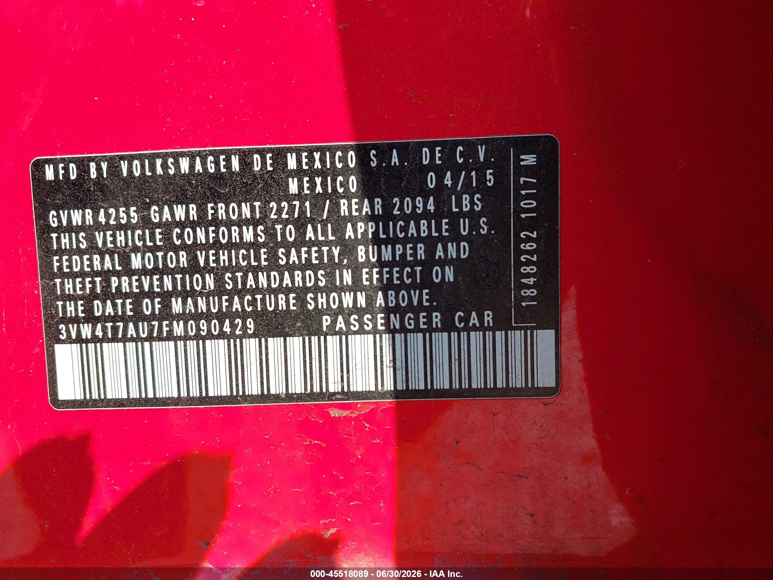 2015 Volkswagen Golf Gti 2.0t Se 4-door Красный vin: 3VW4T7AU7FM090429