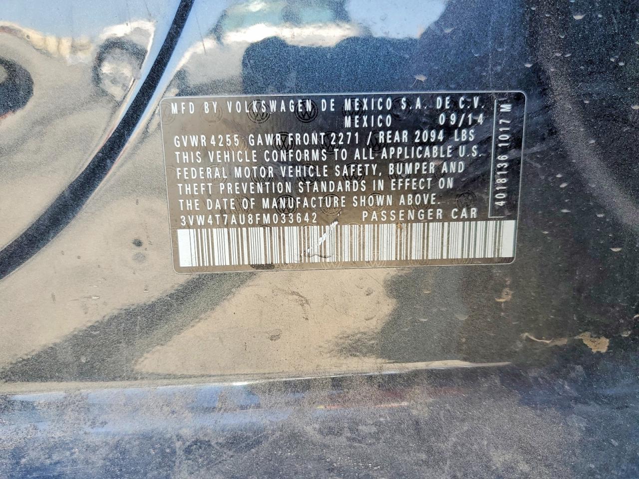 2015 Volkswagen Gti Charcoal vin: 3VW4T7AU8FM033642