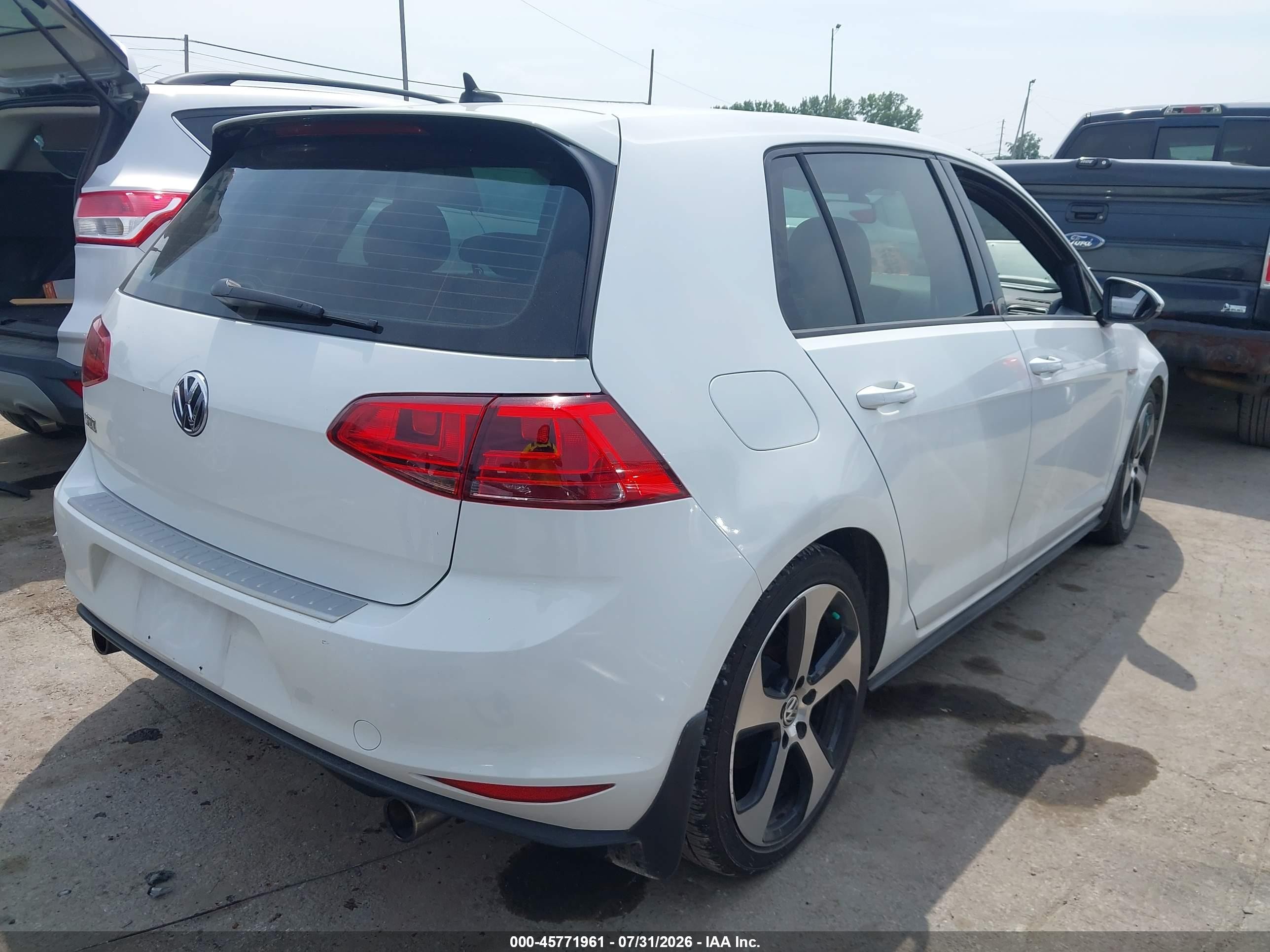 2015 Volkswagen Golf Gti 2.0t Autobahn 4-door White vin: 3VW4T7AU9FM003226