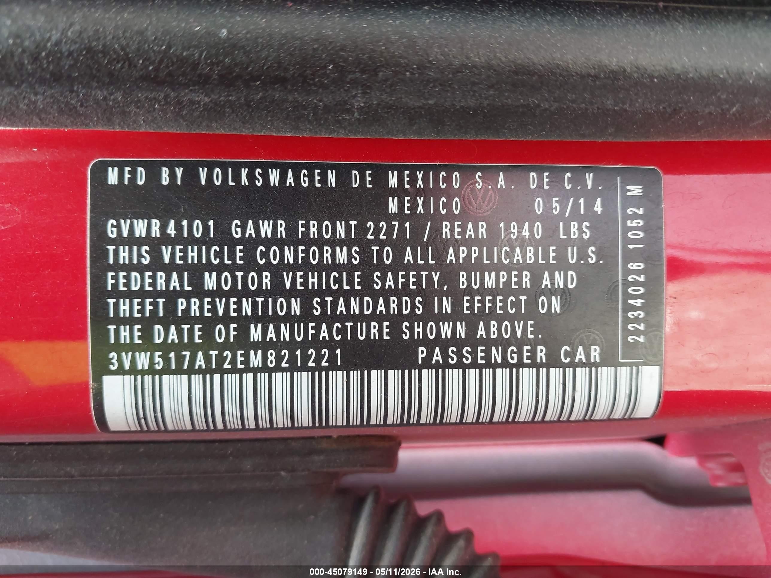 2014 Volkswagen Beetle 1.8t Red vin: 3VW517AT2EM821221