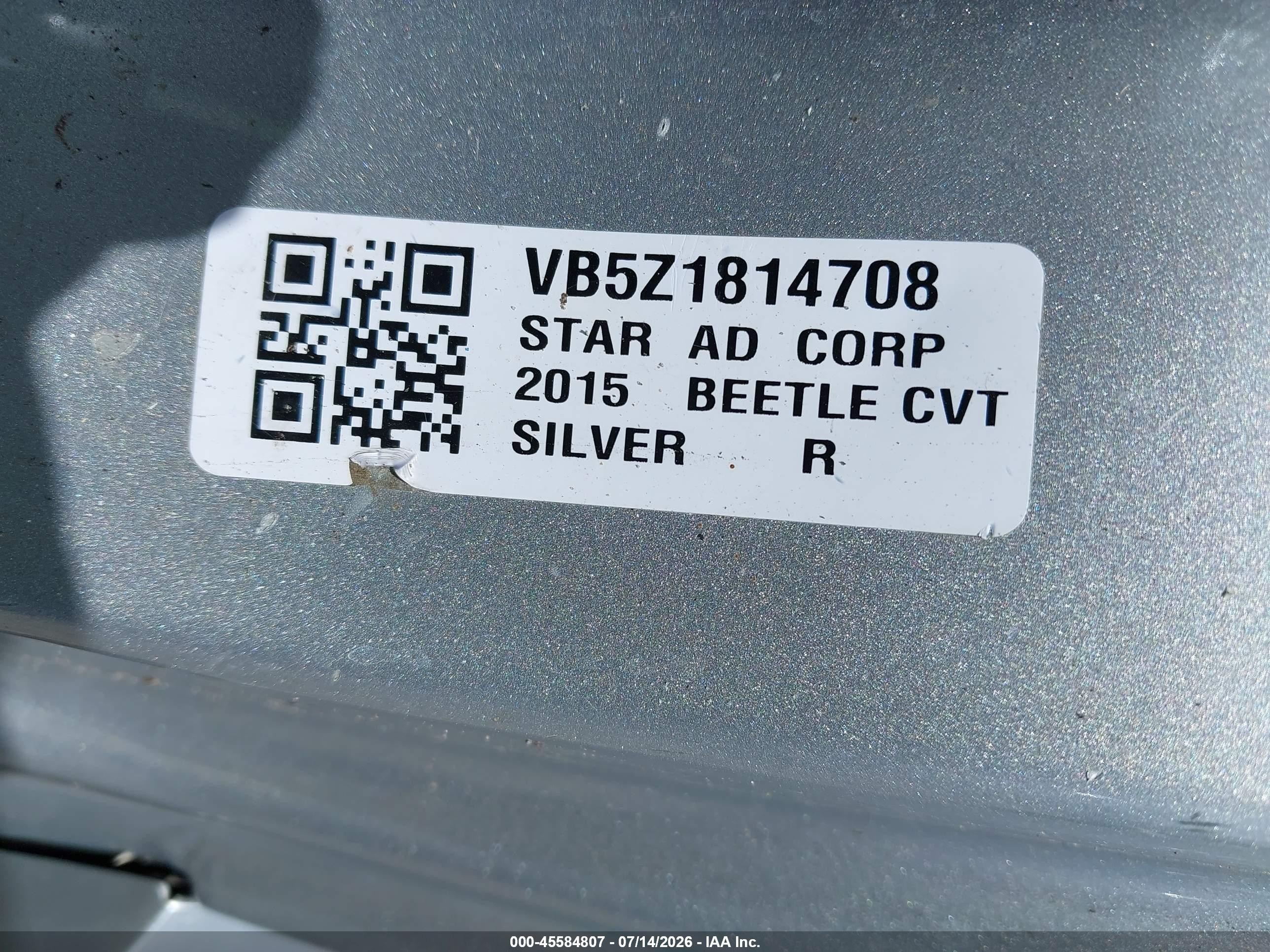 2015 Volkswagen Beetle 1.8t Silver vin: 3VW517AT4FM814708
