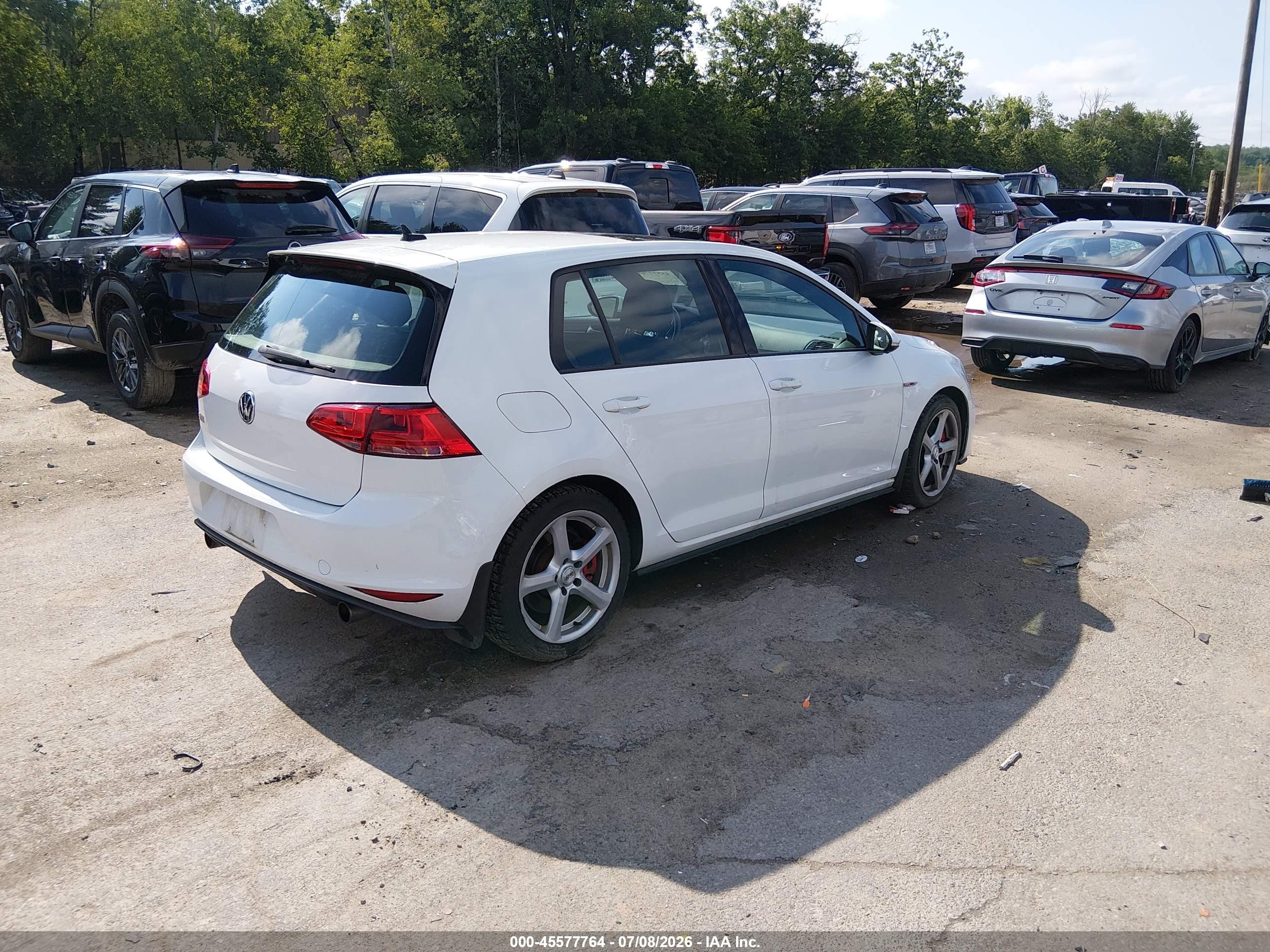 2015 Volkswagen Golf Gti 2.0t Autobahn W/performance Package 4-door White vin: 3VW547AU2FM098536