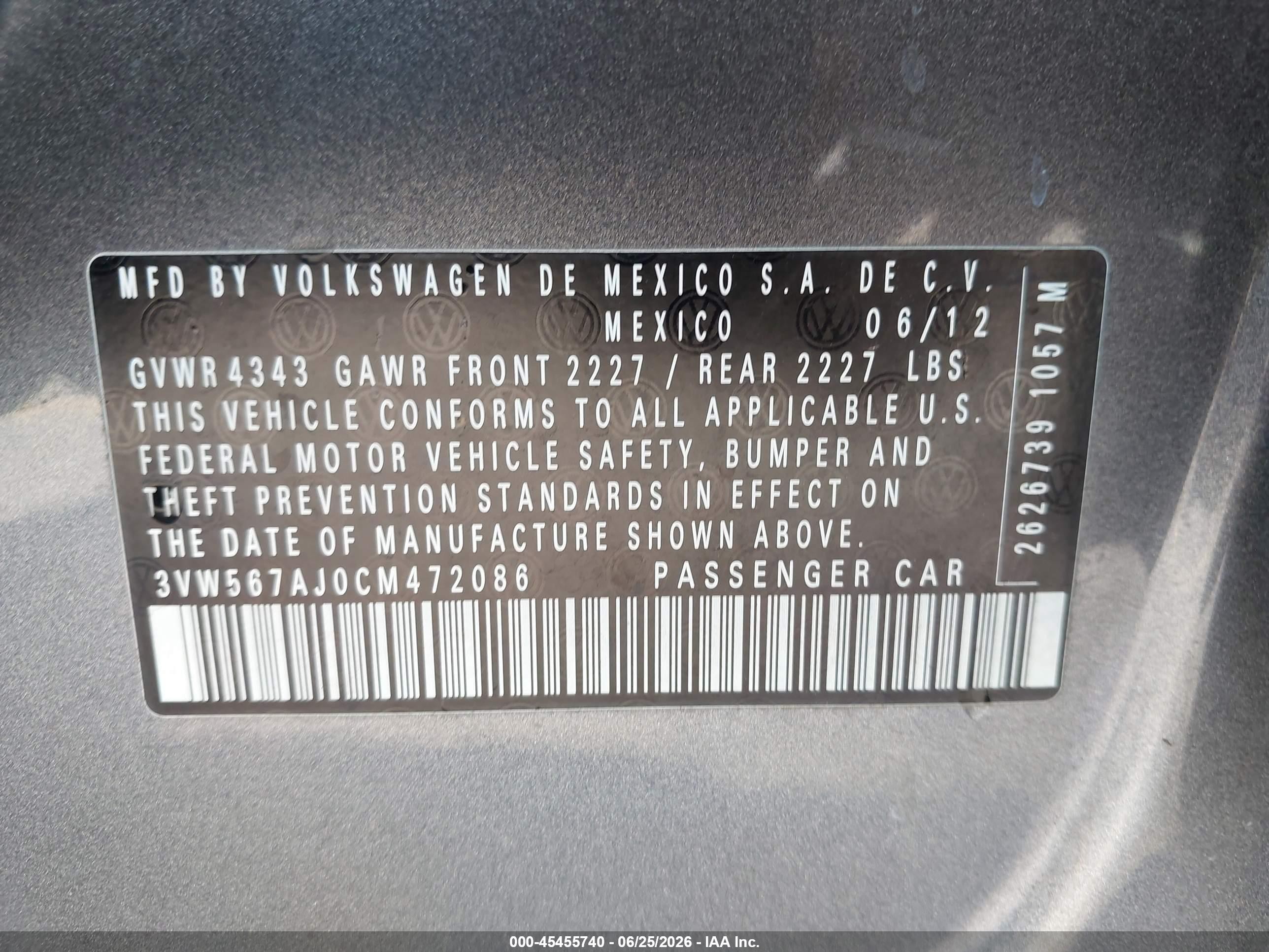 2012 Volkswagen Jetta Gli Autobahn Gray vin: 3VW567AJ0CM472086