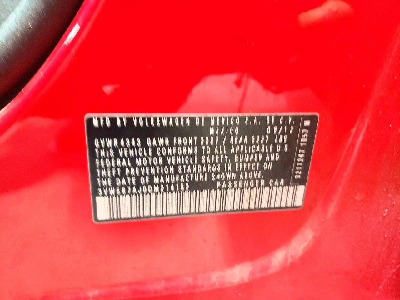 2013 Volkswagen Jetta Gli Red vin: 3VW567AJ0DM214152