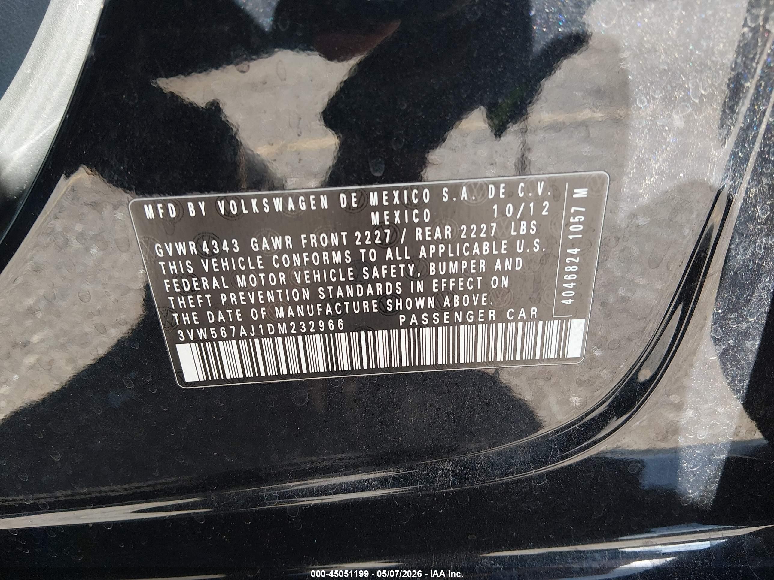 2013 Volkswagen Jetta Gli Autobahn W/nav Black vin: 3VW567AJ1DM232966
