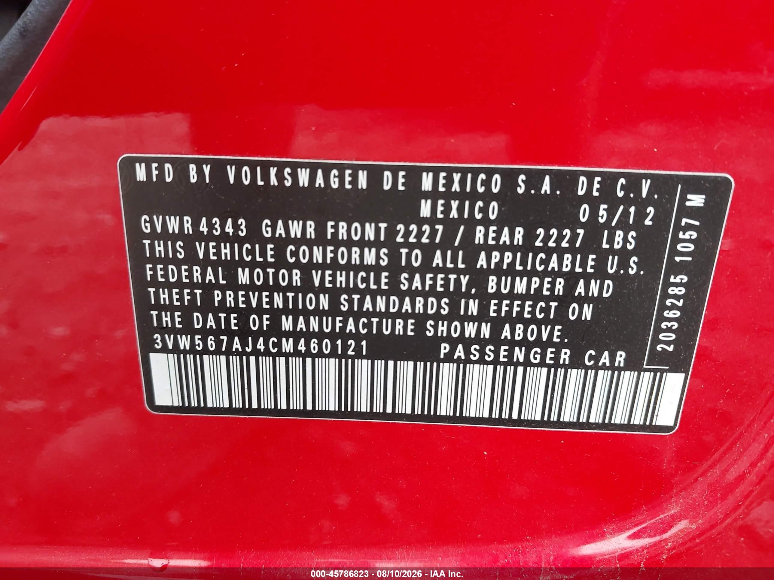 2012 Volkswagen Jetta Gli Красный vin: 3VW567AJ4CM460121