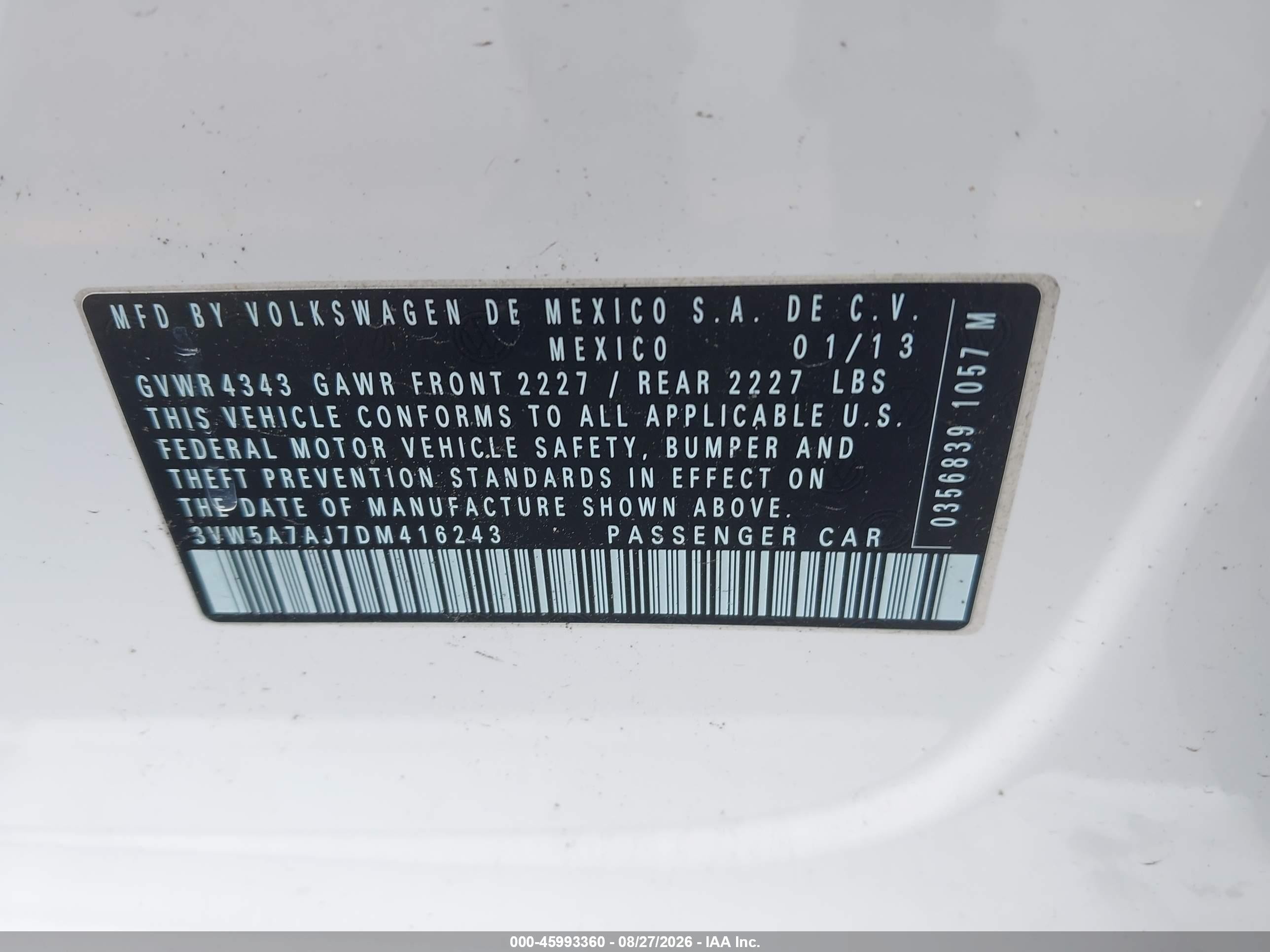 2013 Volkswagen Jetta Gli Autobahn Белый vin: 3VW5A7AJ7DM416243