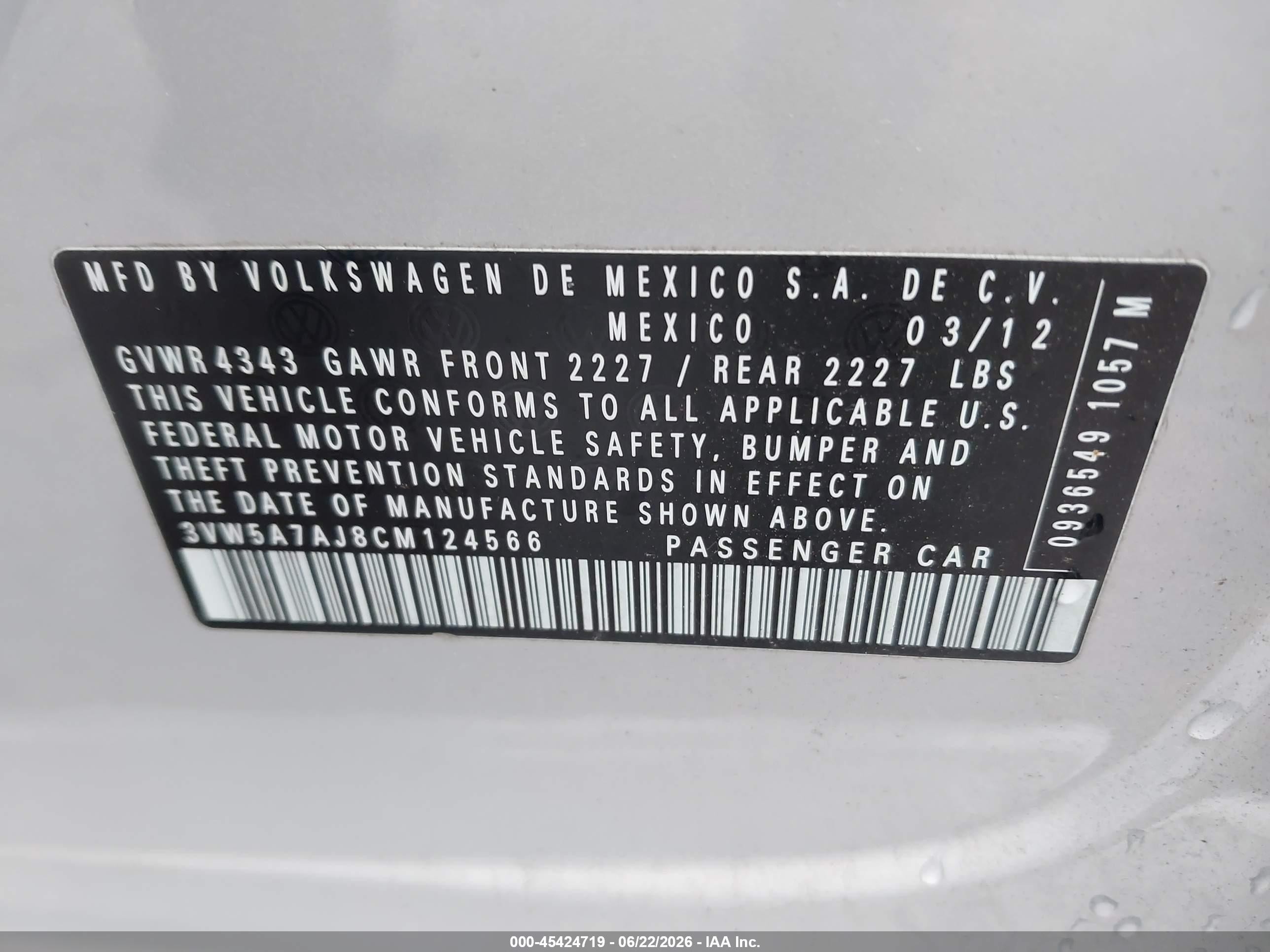 2012 Volkswagen Jetta Gli Autobahn Gray vin: 3VW5A7AJ8CM124566