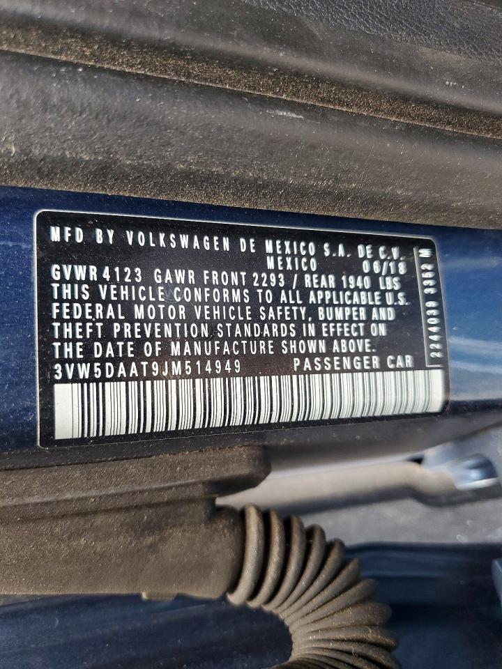 2018 Volkswagen Beetle S Blue vin: 3VW5DAAT9JM514949