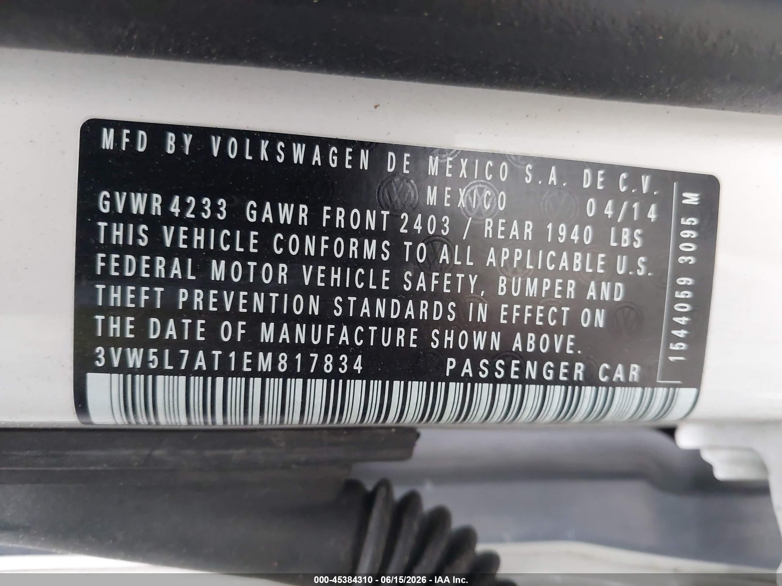 2014 Volkswagen Beetle 2.0l Tdi White vin: 3VW5L7AT1EM817834