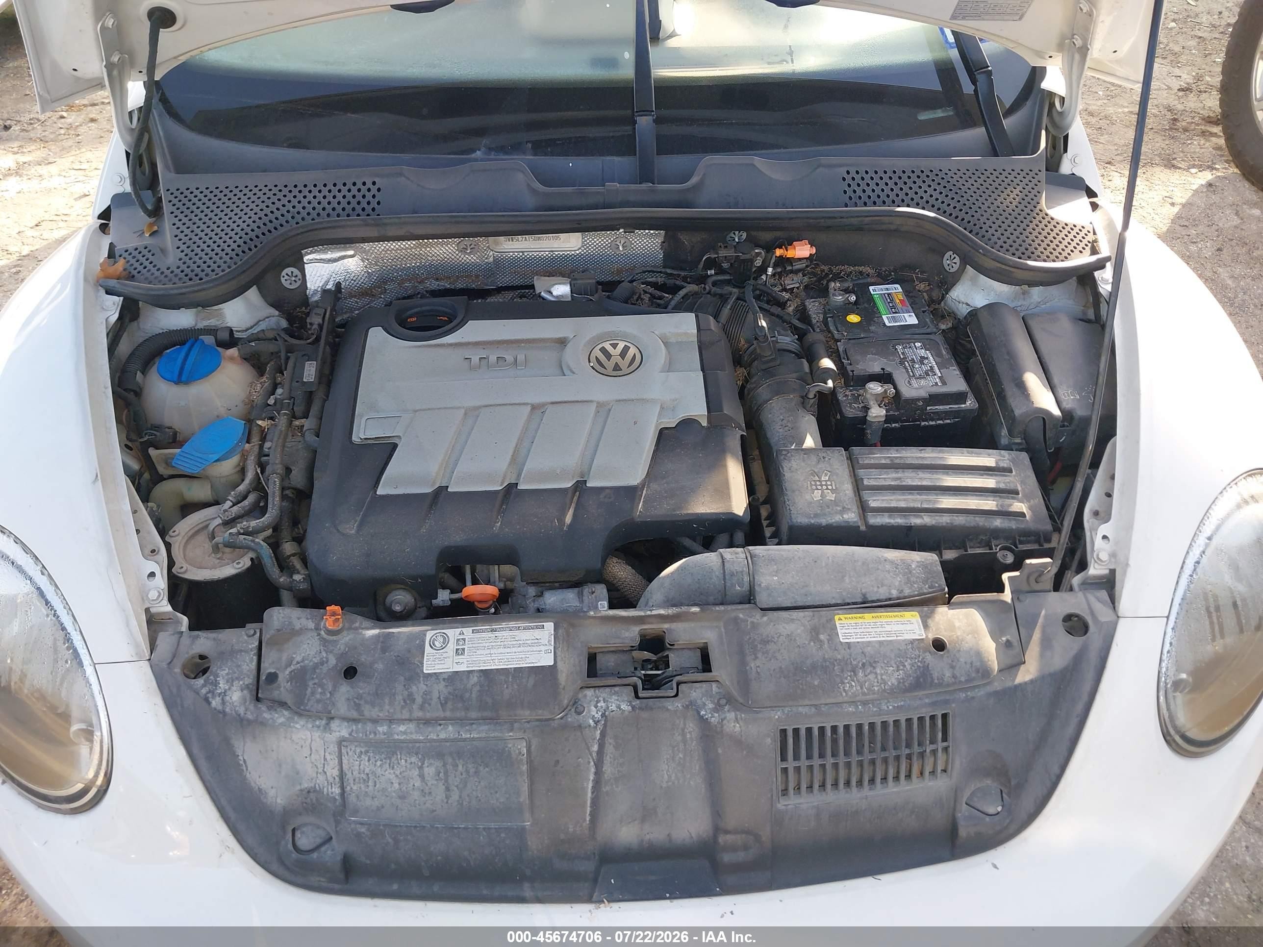 2013 Volkswagen Beetle 2.0l Tdi White vin: 3VW5L7AT5DM820105