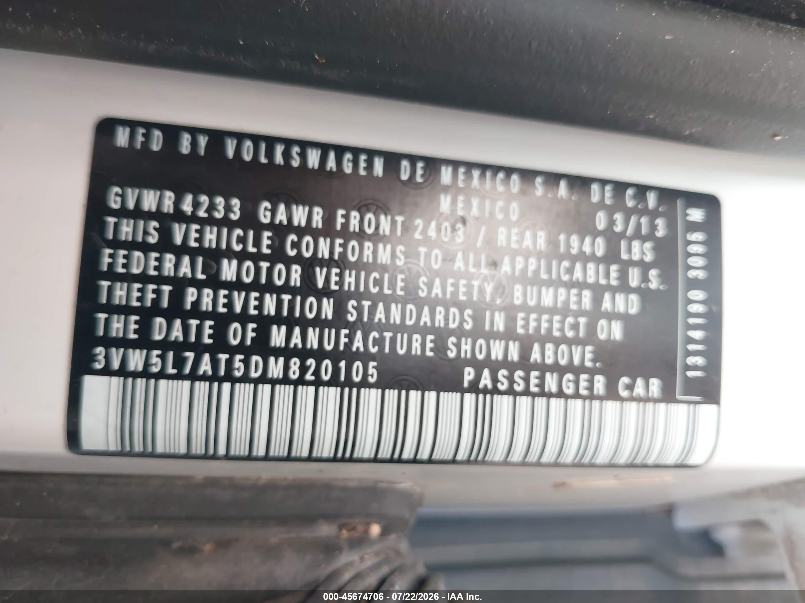 2013 Volkswagen Beetle 2.0l Tdi White vin: 3VW5L7AT5DM820105