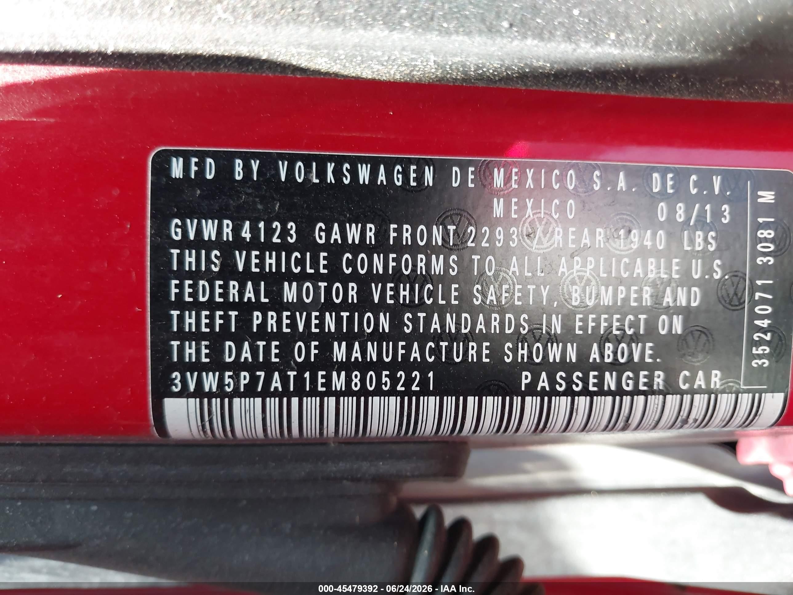 2014 Volkswagen Beetle 2.5l Red vin: 3VW5P7AT1EM805221