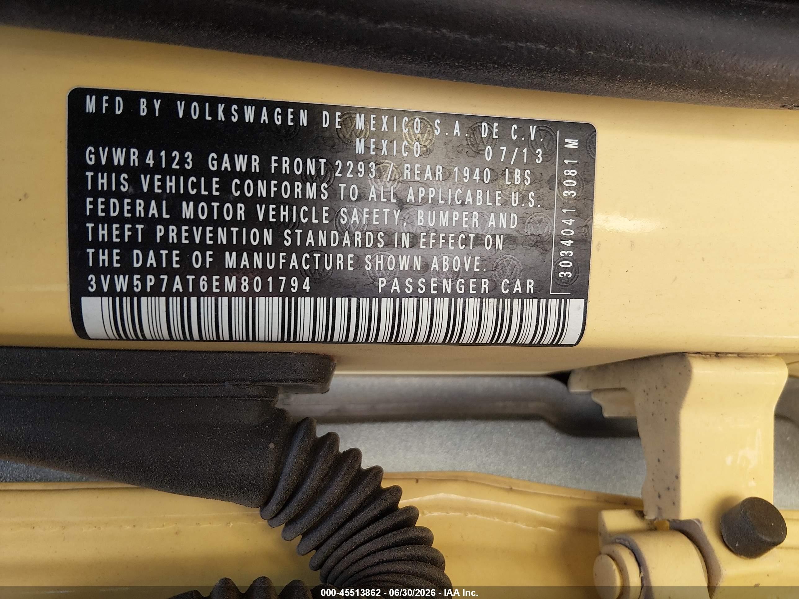 2014 Volkswagen Beetle 2.5l Yellow vin: 3VW5P7AT6EM801794