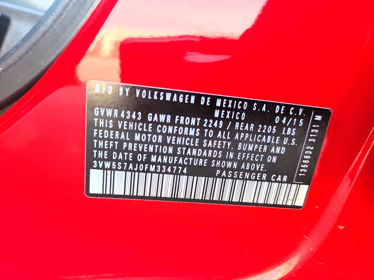 2015 Volkswagen Jetta Gli Red vin: 3VW5S7AJ0FM334774