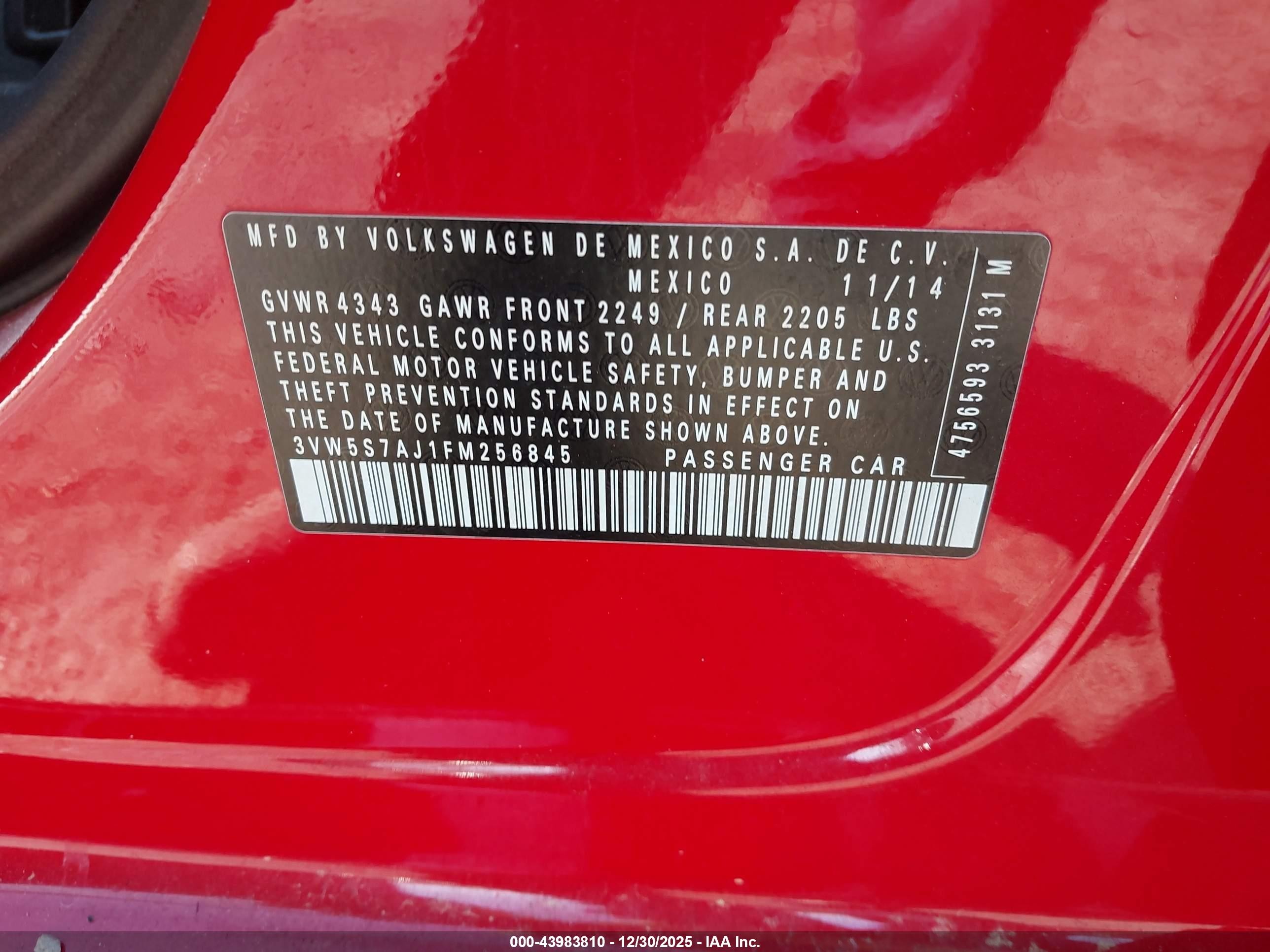 2015 Volkswagen Jetta 2.0t Gli Se Красный vin: 3VW5S7AJ1FM256845