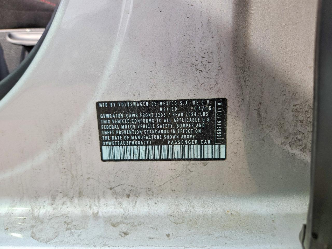 2015 Volkswagen Gti Silver vin: 3VW5T7AU3FM085717