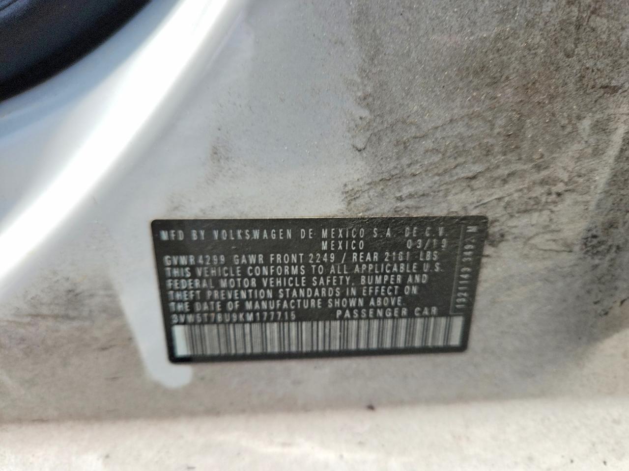 2019 Volkswagen Jetta Gli White vin: 3VW5T7BU9KM177715