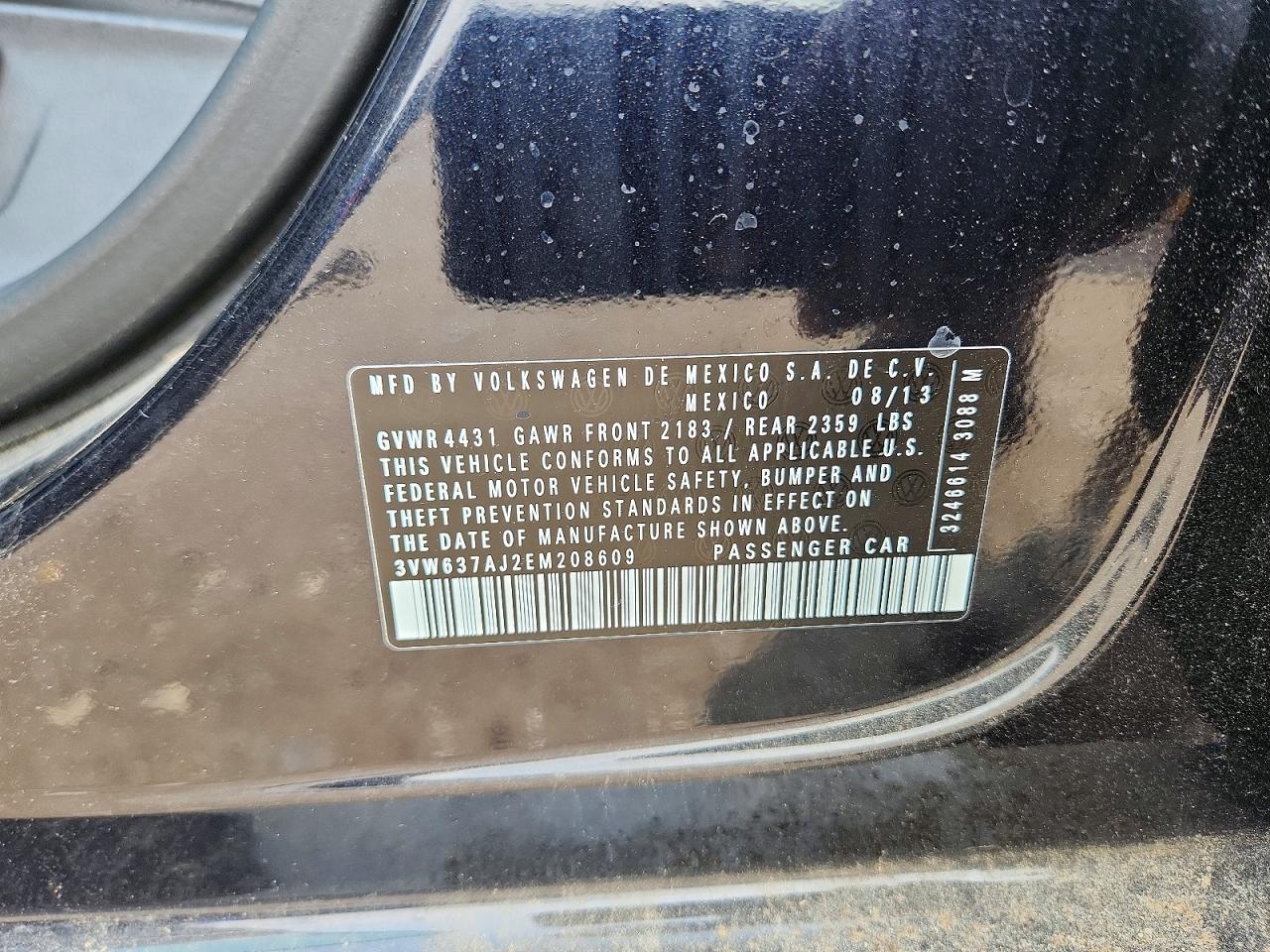 2014 Volkswagen Jetta Hybrid Black vin: 3VW637AJ2EM208609
