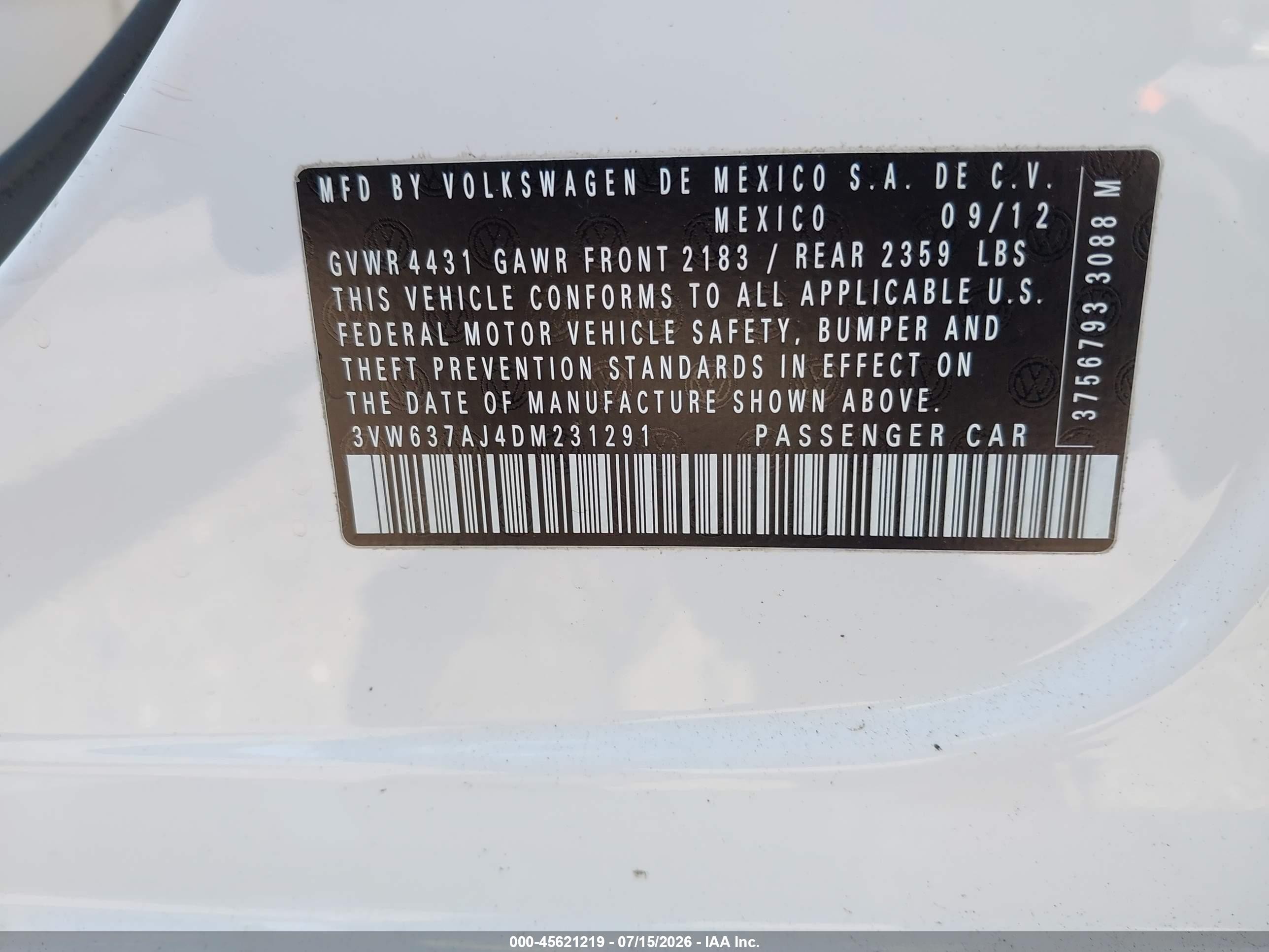 2013 Volkswagen Jetta Hybrid Sel White vin: 3VW637AJ4DM231291