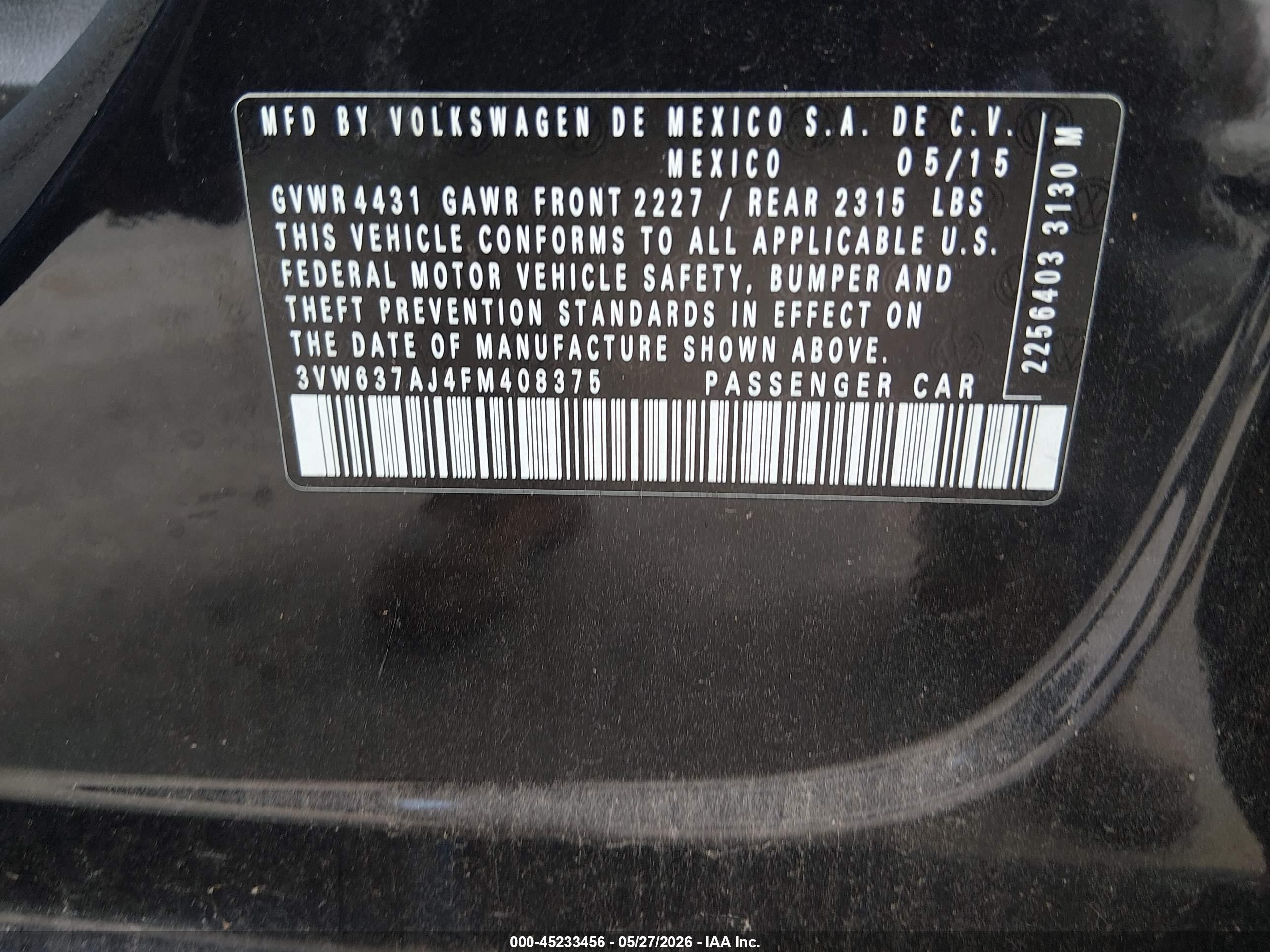 2015 Volkswagen Jetta Hybrid Sel Premium Black vin: 3VW637AJ4FM408375