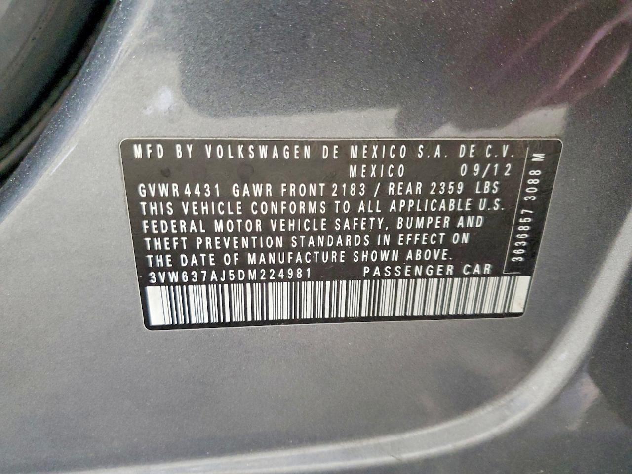 2013 Volkswagen Jetta Hybrid Gray vin: 3VW637AJ5DM224981
