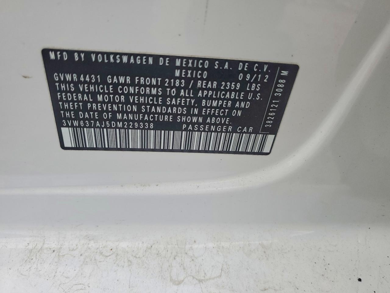 2013 Volkswagen Jetta Hybrid White vin: 3VW637AJ5DM229338