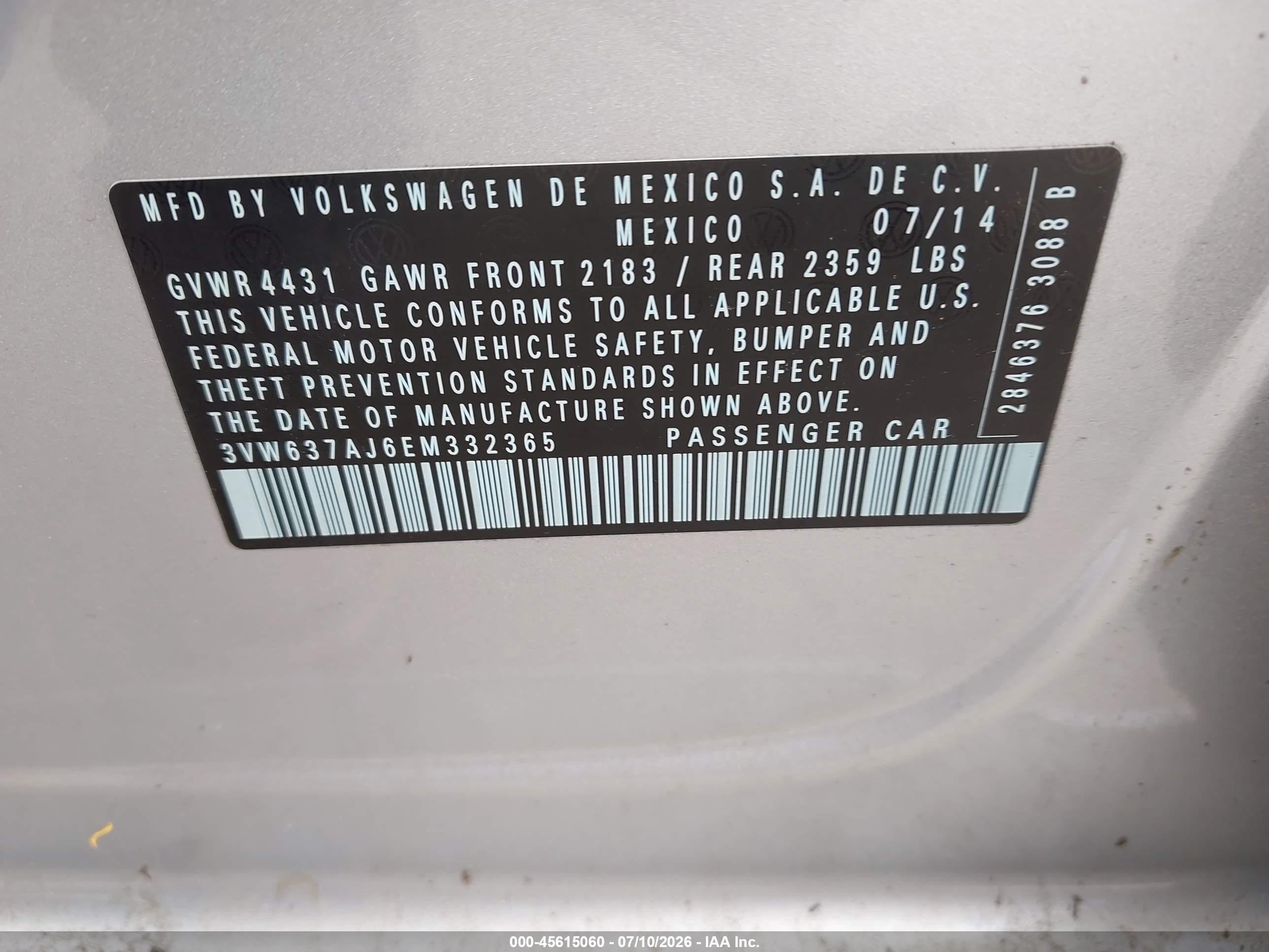 2014 Volkswagen Jetta Hybrid Sel Silver vin: 3VW637AJ6EM332365