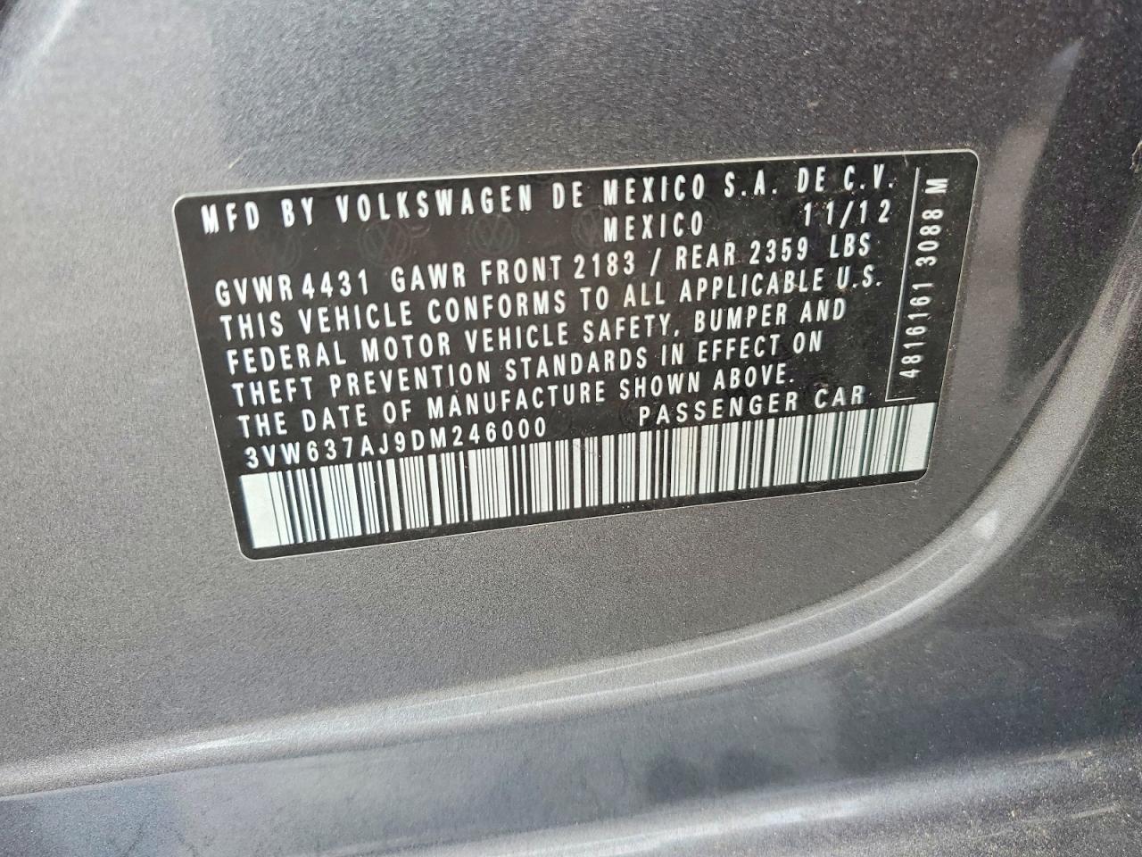 2013 Volkswagen Jetta Hybrid Gray vin: 3VW637AJ9DM246000