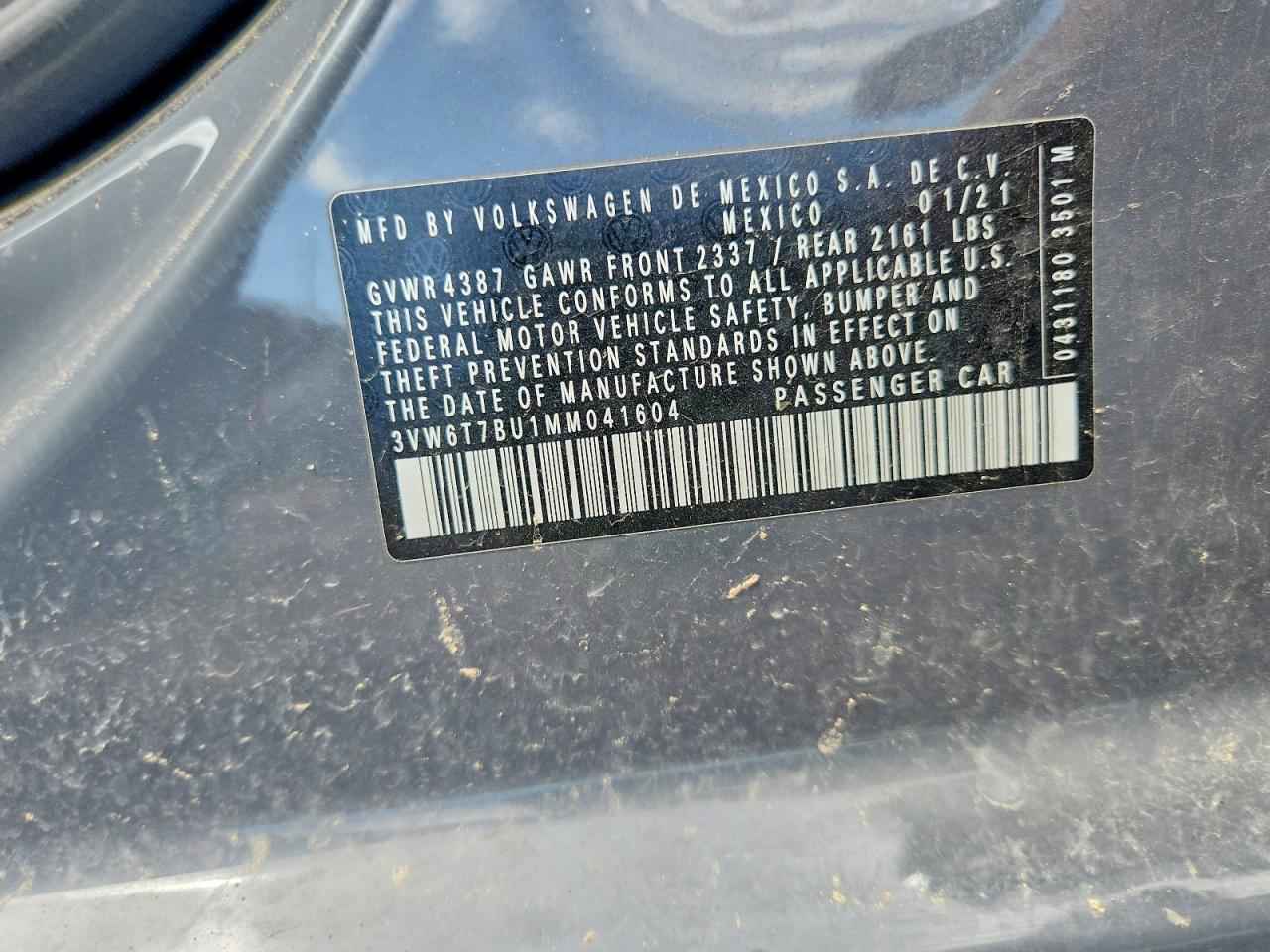 2021 Volkswagen Jetta Gli Gray vin: 3VW6T7BU1MM041604