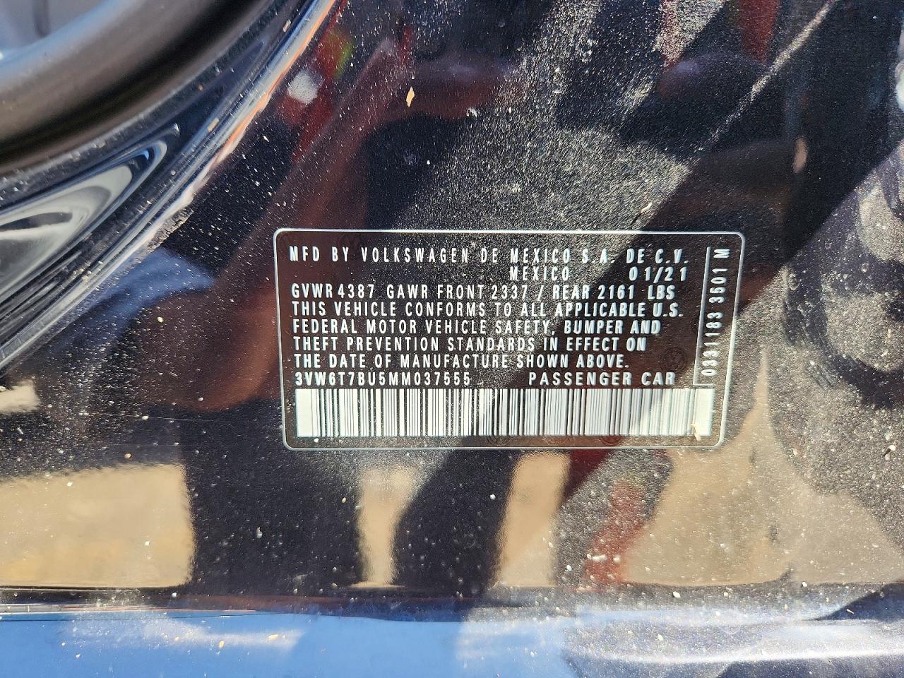 2021 Volkswagen Jetta Gli Black vin: 3VW6T7BU5MM037555