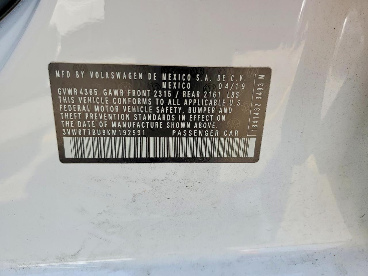 2019 Volkswagen Jetta Gli Белый vin: 3VW6T7BU9KM192591