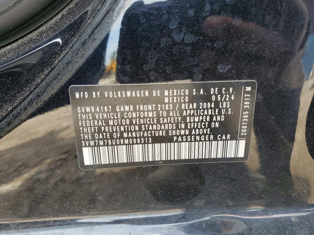 2024 Volkswagen Jetta Se Черный vin: 3VW7M7BU0RM096313