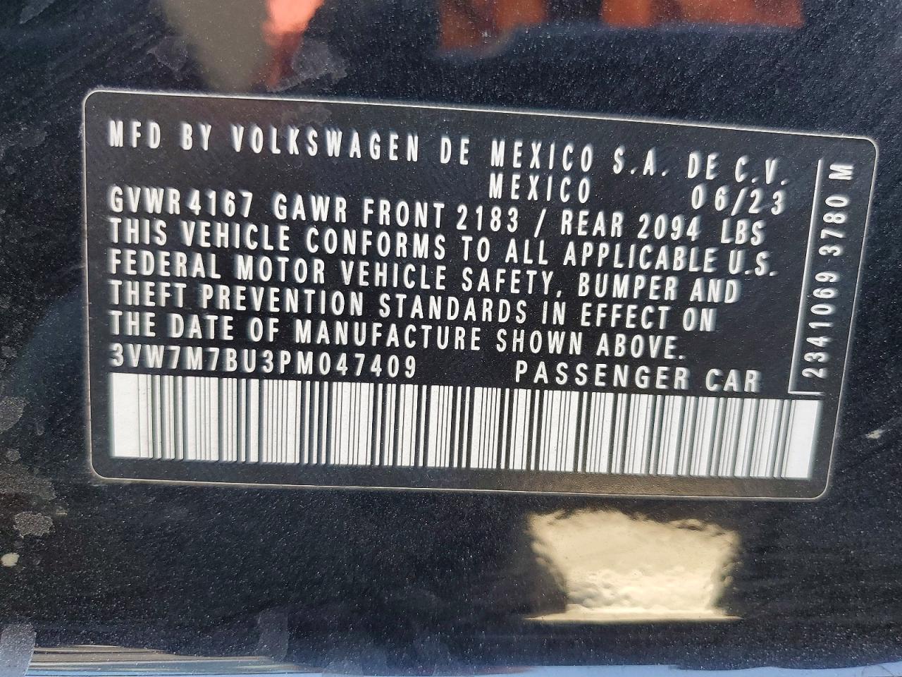 2023 Volkswagen Jetta Se Black vin: 3VW7M7BU3PM047409