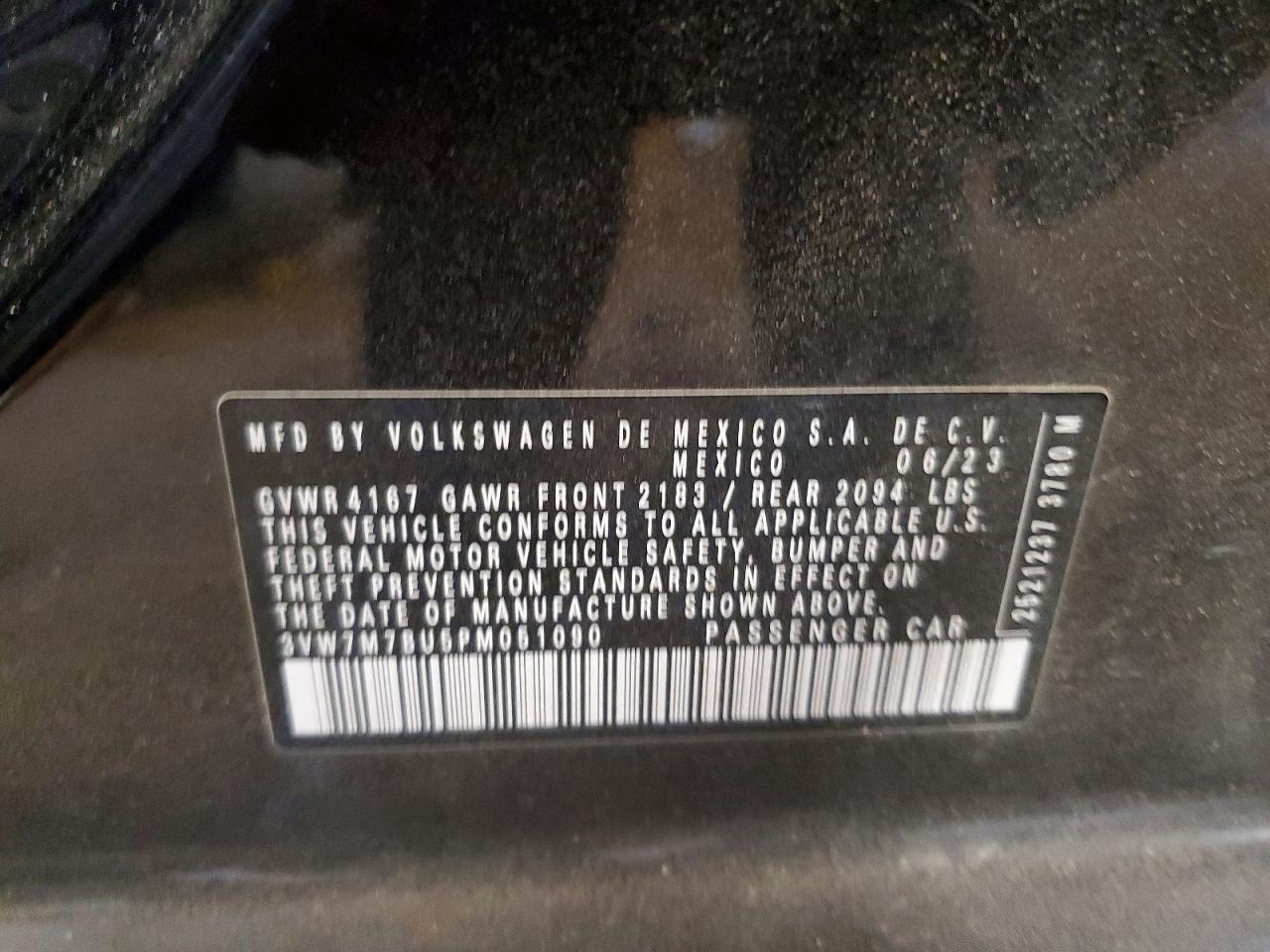 2023 Volkswagen Jetta Se Black vin: 3VW7M7BU5PM051090