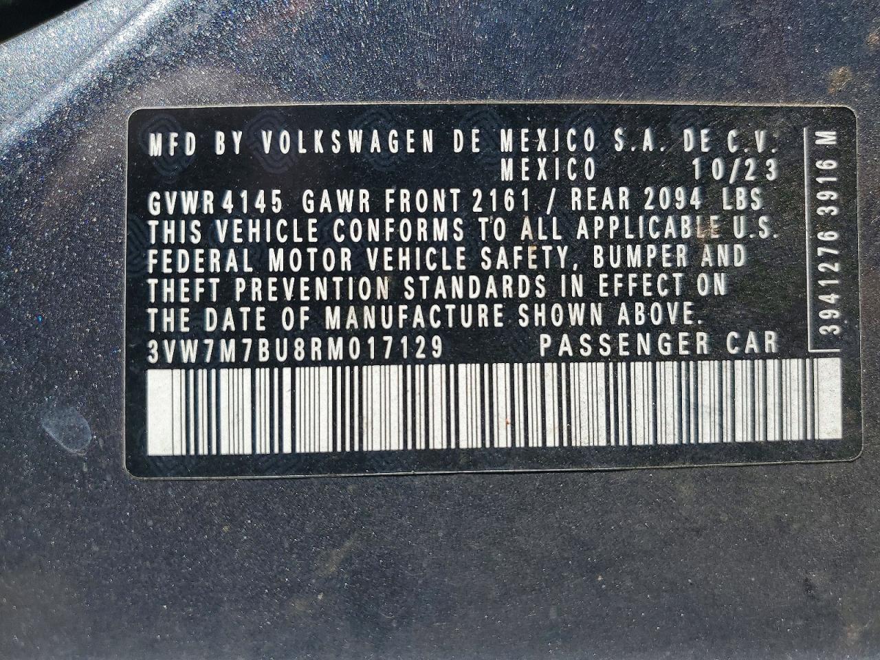 2024 Volkswagen Jetta Se Charcoal vin: 3VW7M7BU8RM017129